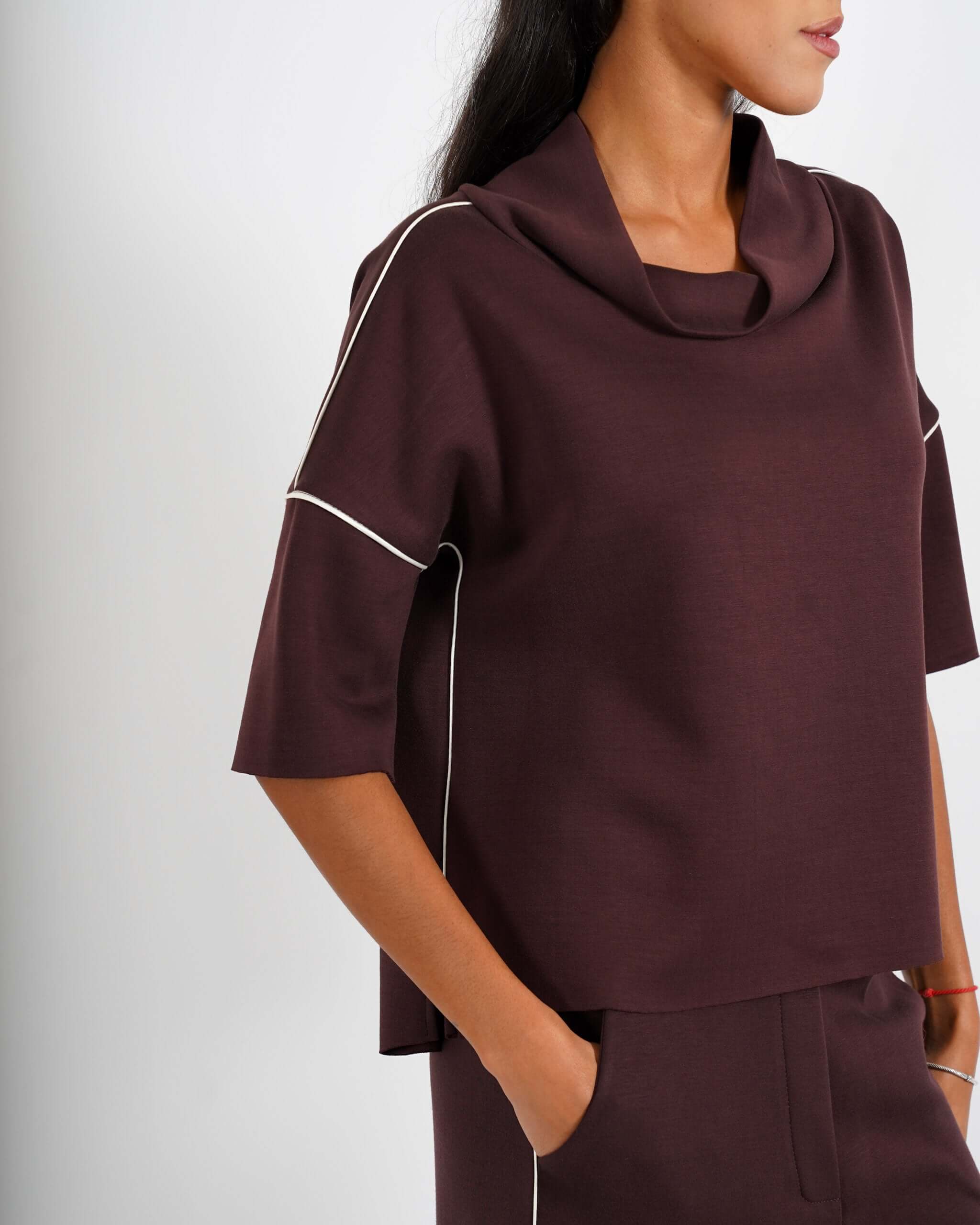 Felpa collo a cratere in felpa - Palmira - Hope Fashion