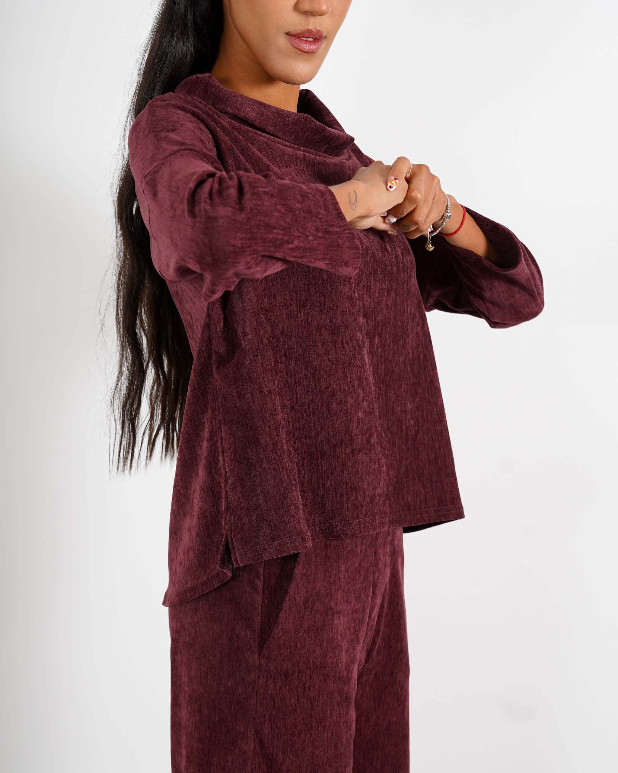 Felpa collo a cratere in mano velluto - Palmira - Hope Fashion