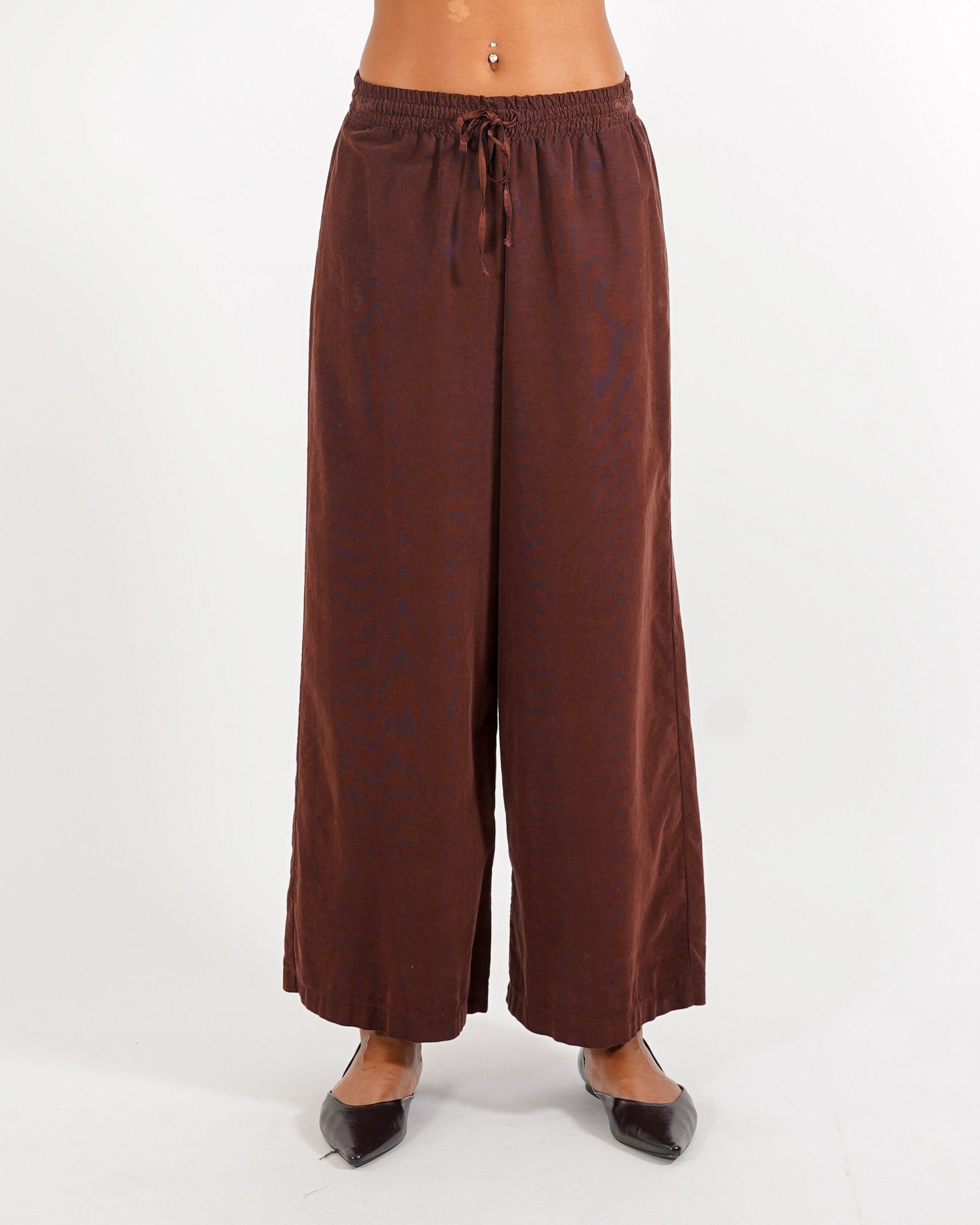 Pantaloni gamba larga con coulisse in tessuto mille righe - Famosa - Hope Fashion