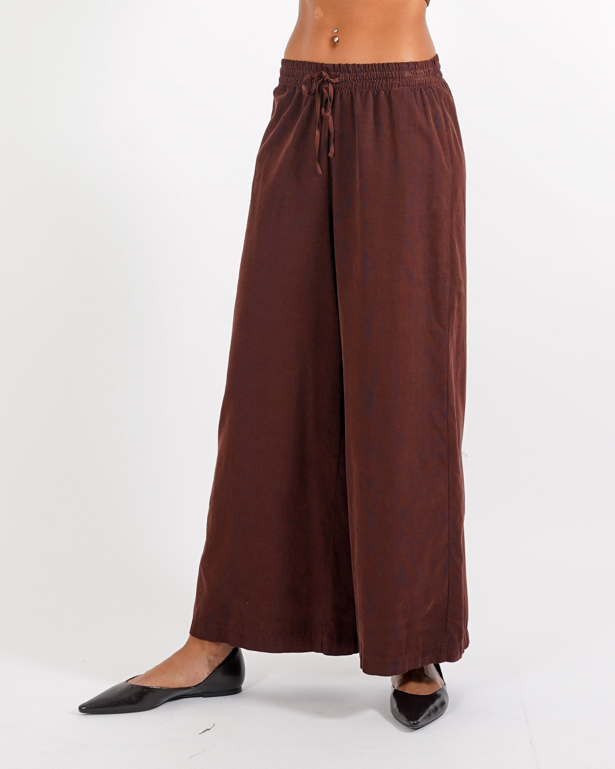 Pantaloni gamba larga con coulisse in tessuto mille righe - Famosa - Hope Fashion