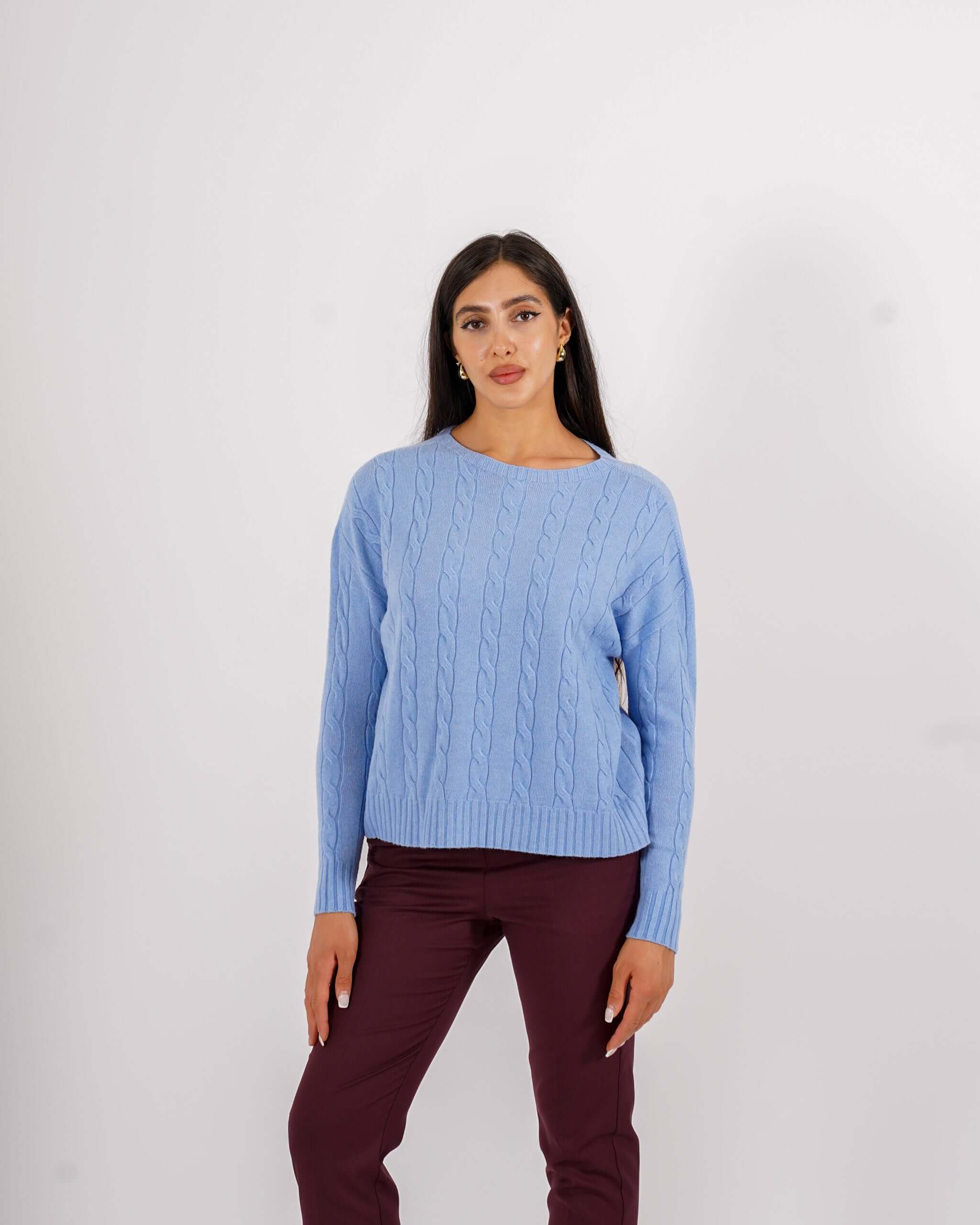 Maglia girocollo con trama a treccia - Salgemma