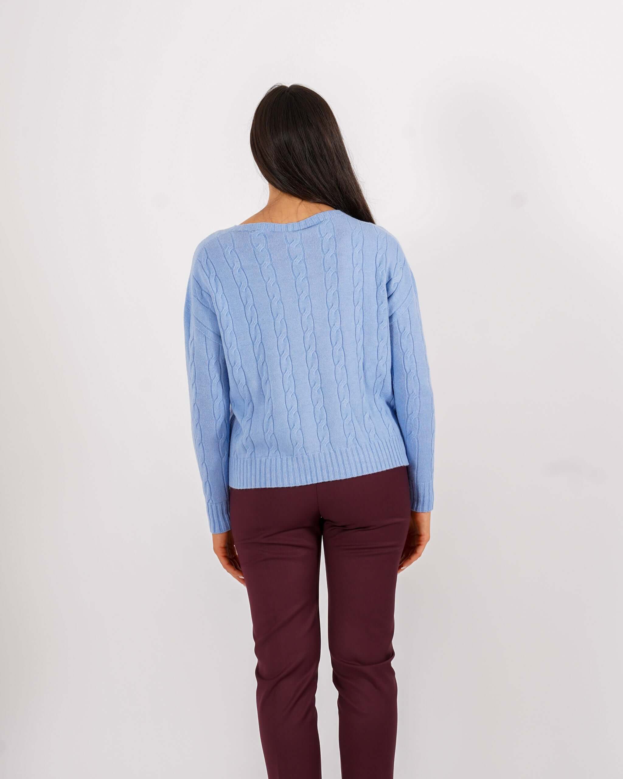Maglia girocollo con trama a treccia - Salgemma