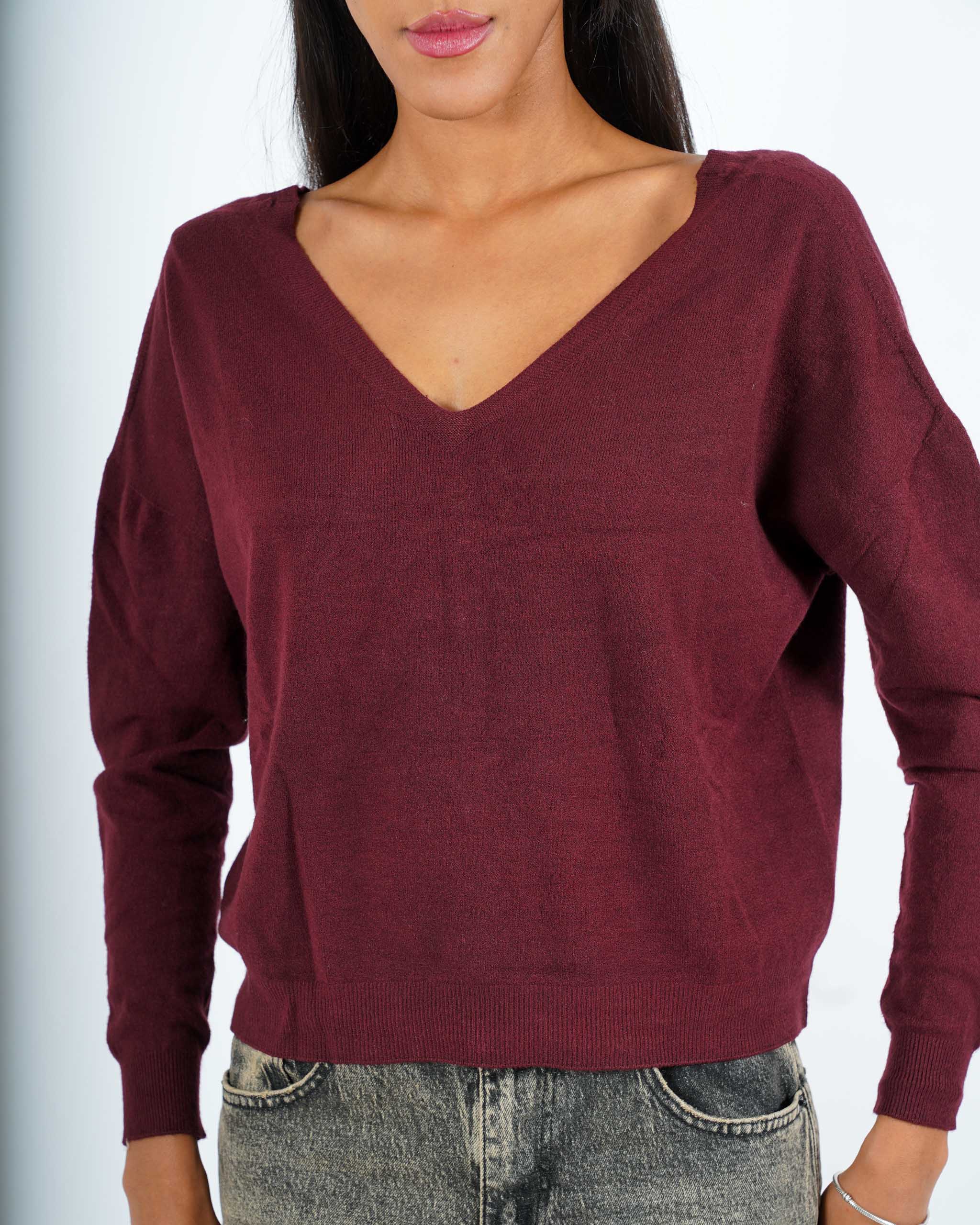 Maglia scollo a v con bottoni gioiello sul retro - Graziana