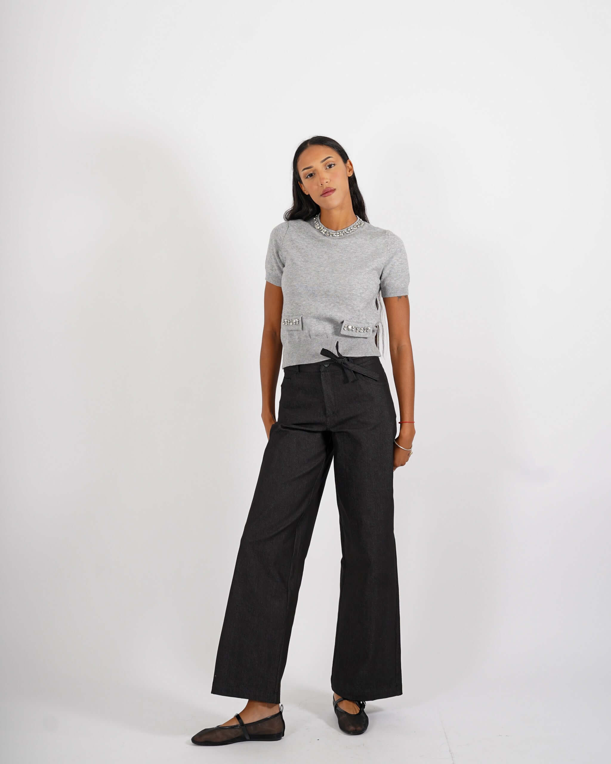 Maglia girocollo con applicazioni di strass - Orlanda - Hope Fashion