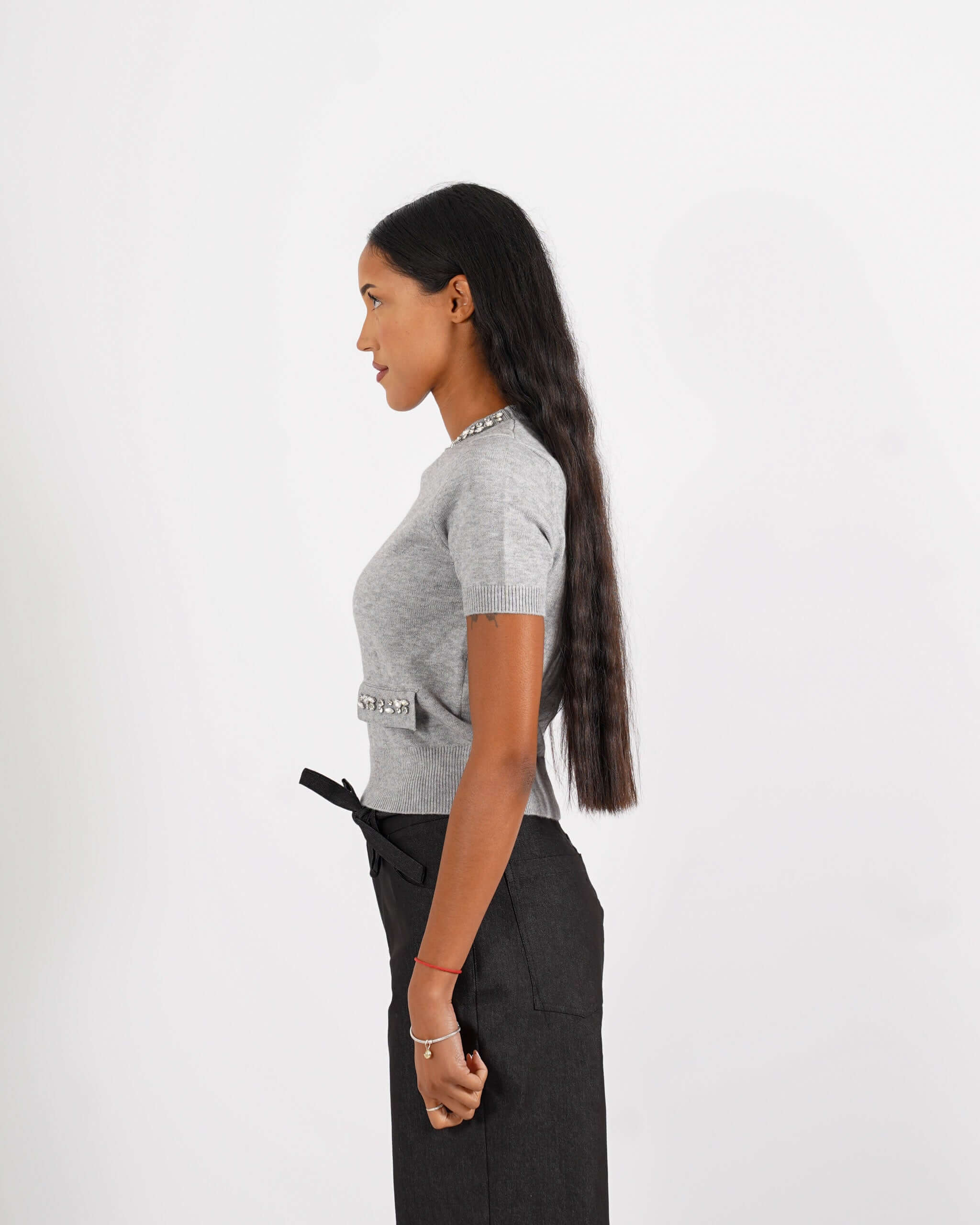 Maglia girocollo con applicazioni di strass - Orlanda - Hope Fashion