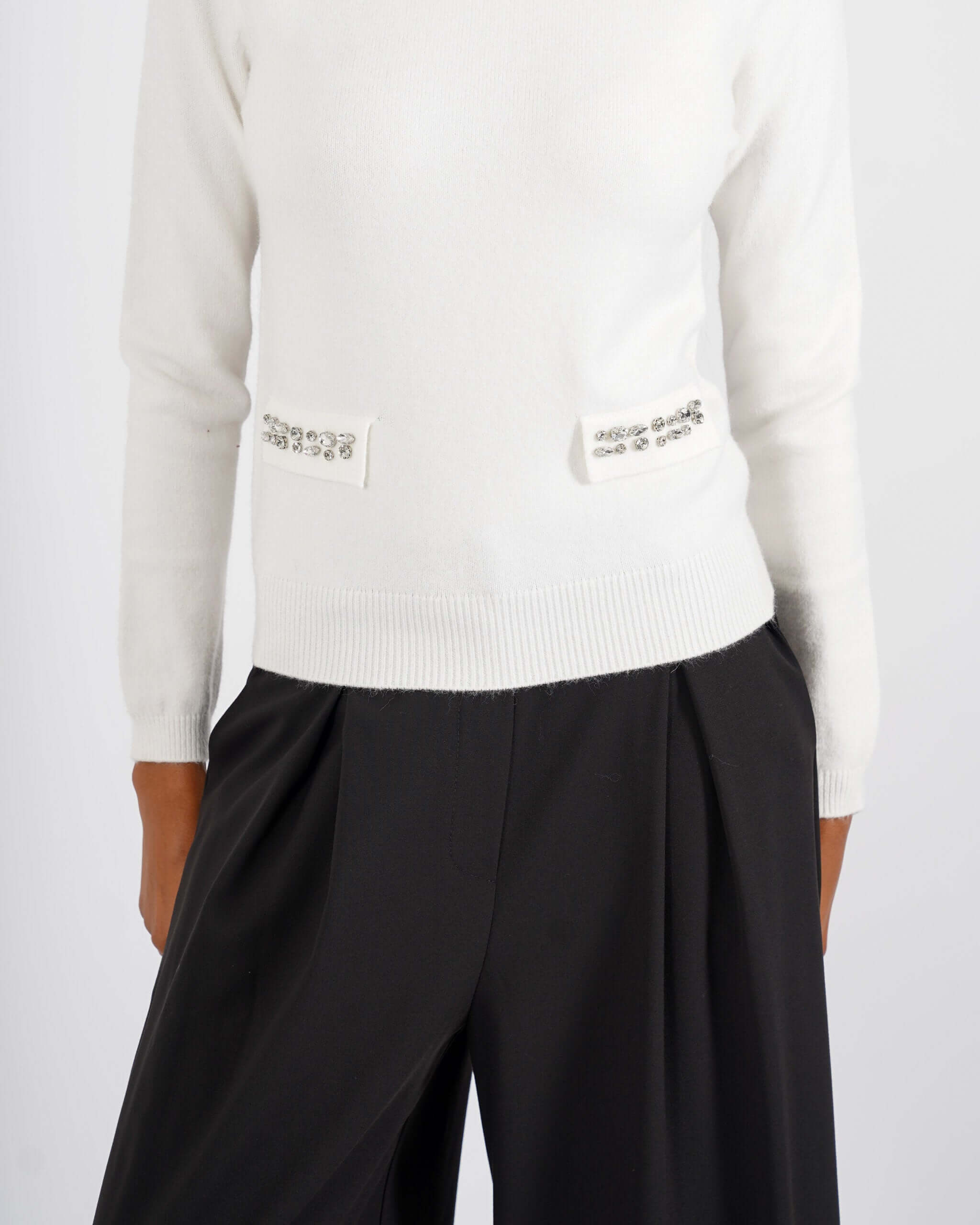 Maglia girocollo con applicazioni di strass - Pabla - Hope Fashion