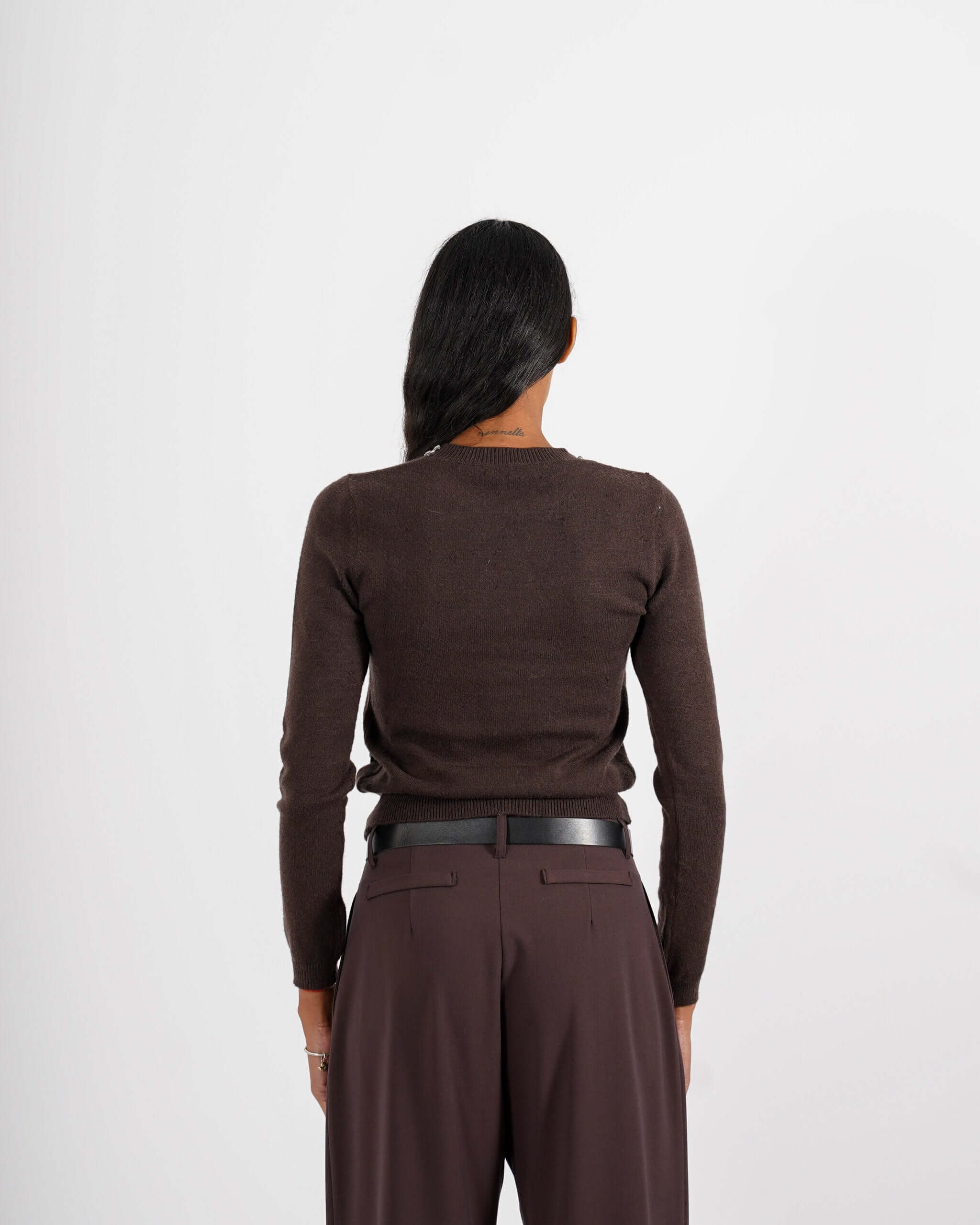 Maglia girocollo con applicazioni di strass - Pabla - Hope Fashion