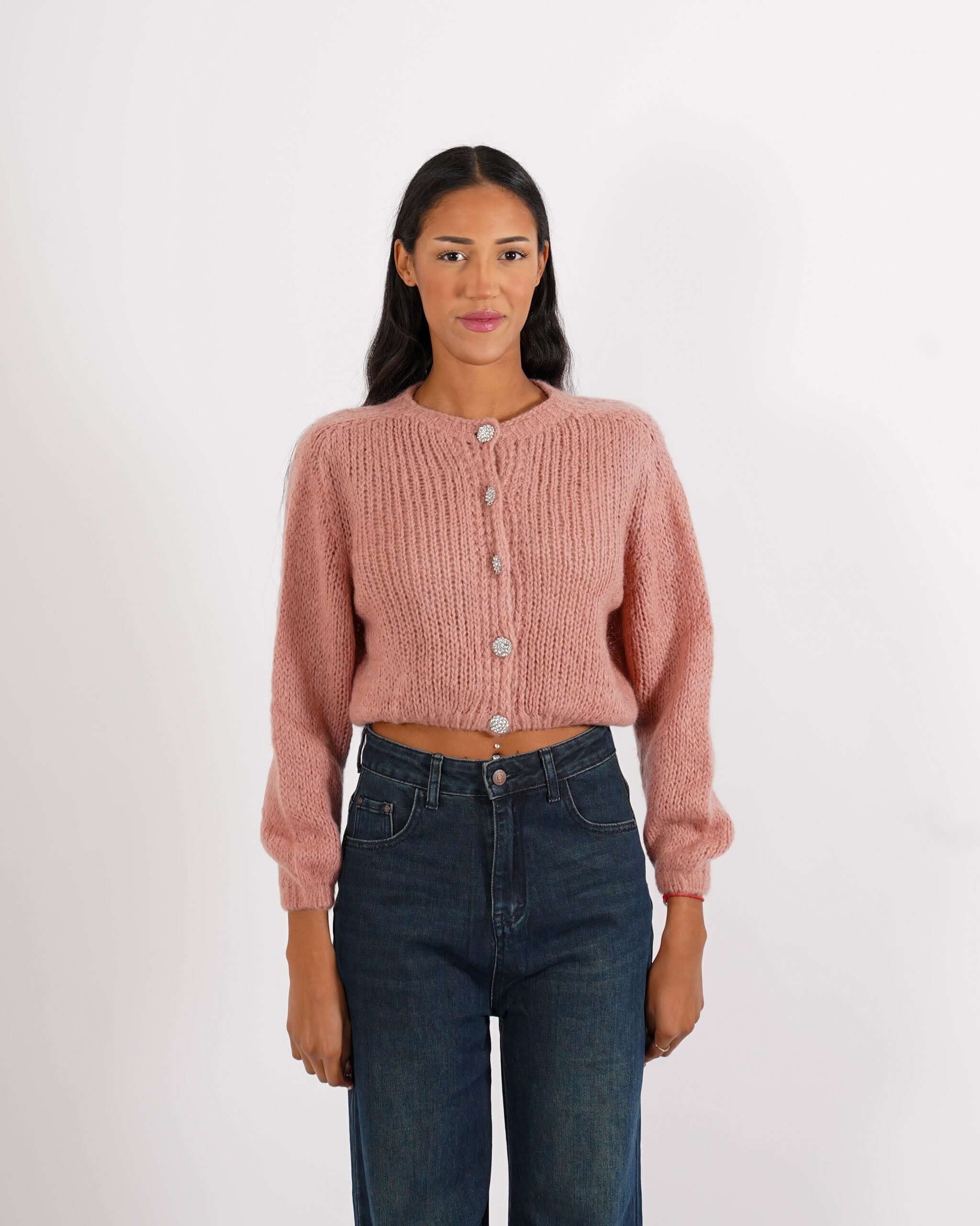 Cardigan con bottoni gioiello in lana mohair - Shade - Hope Fashion