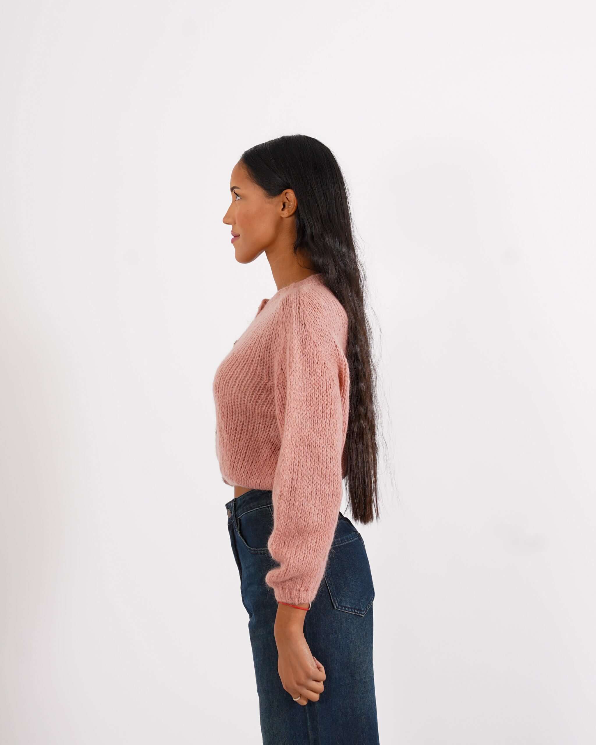 Cardigan con bottoni gioiello in lana mohair - Shade - Hope Fashion