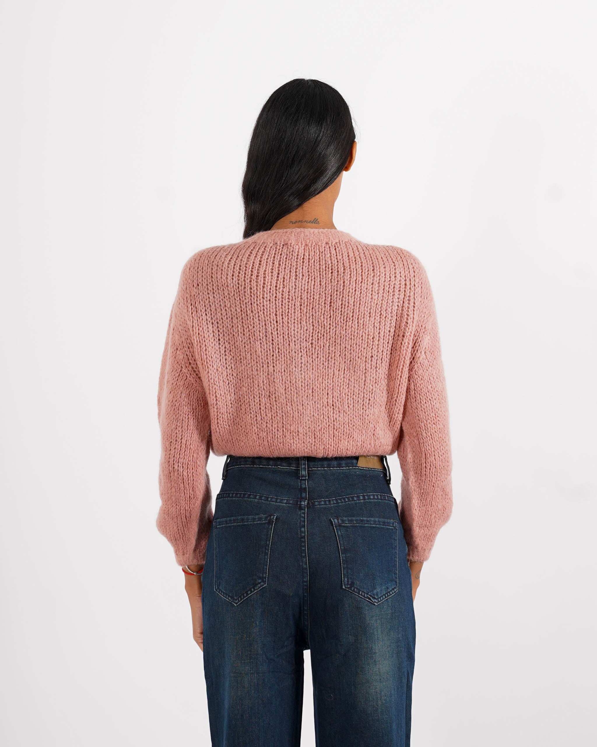 Cardigan con bottoni gioiello in lana mohair - Shade