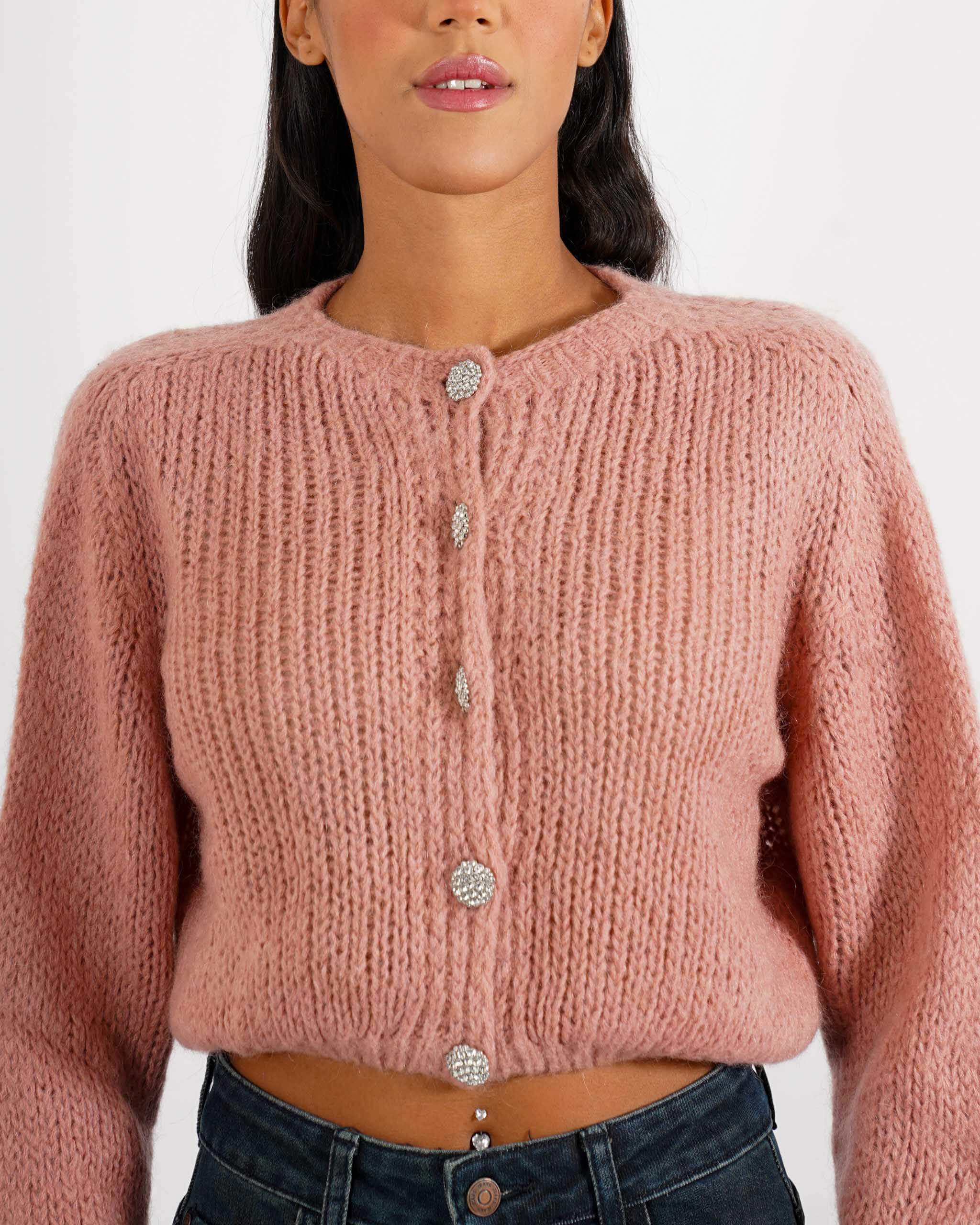 Cardigan con bottoni gioiello in lana mohair - Shade - Hope Fashion