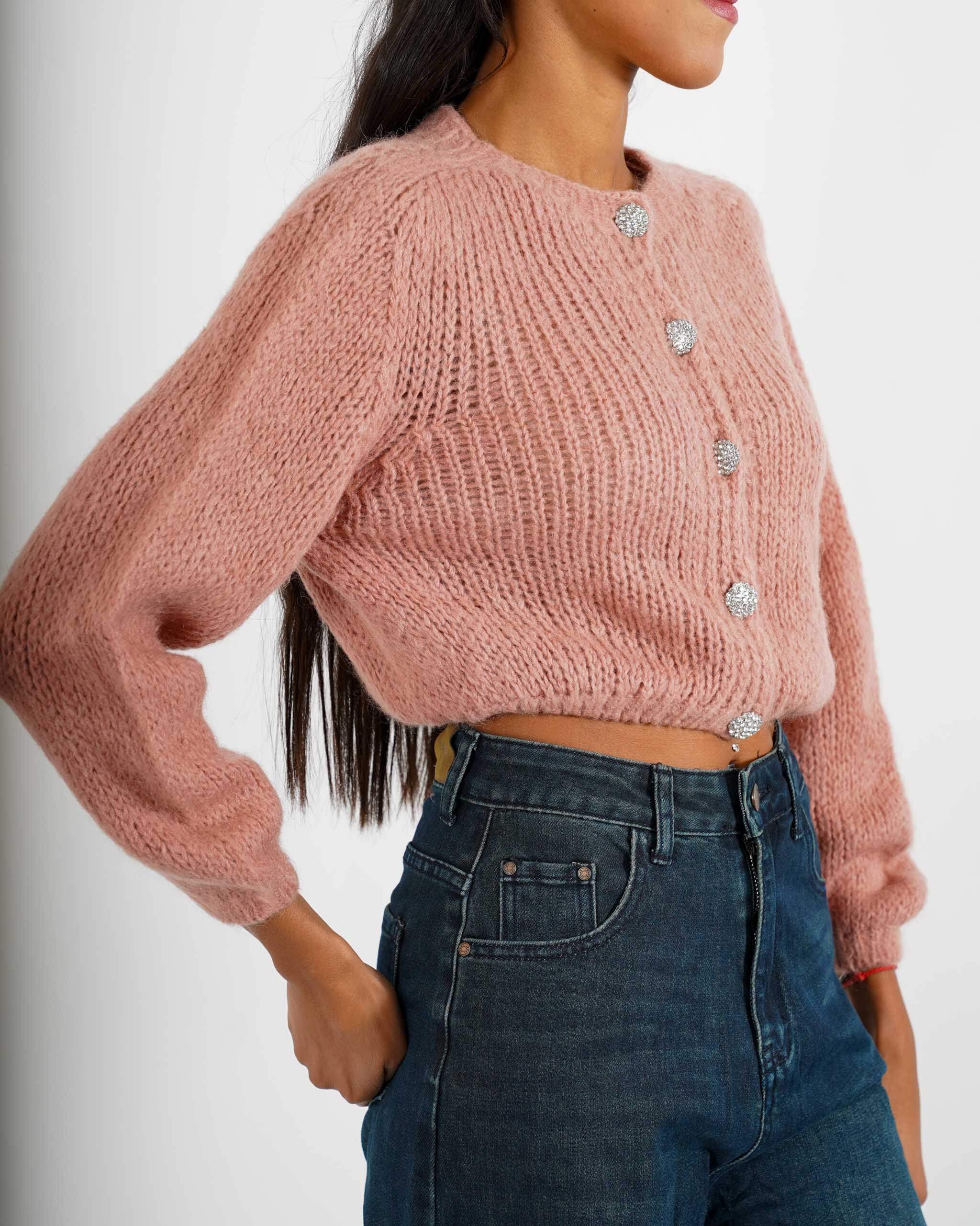 Cardigan con bottoni gioiello in lana mohair - Shade - Hope Fashion