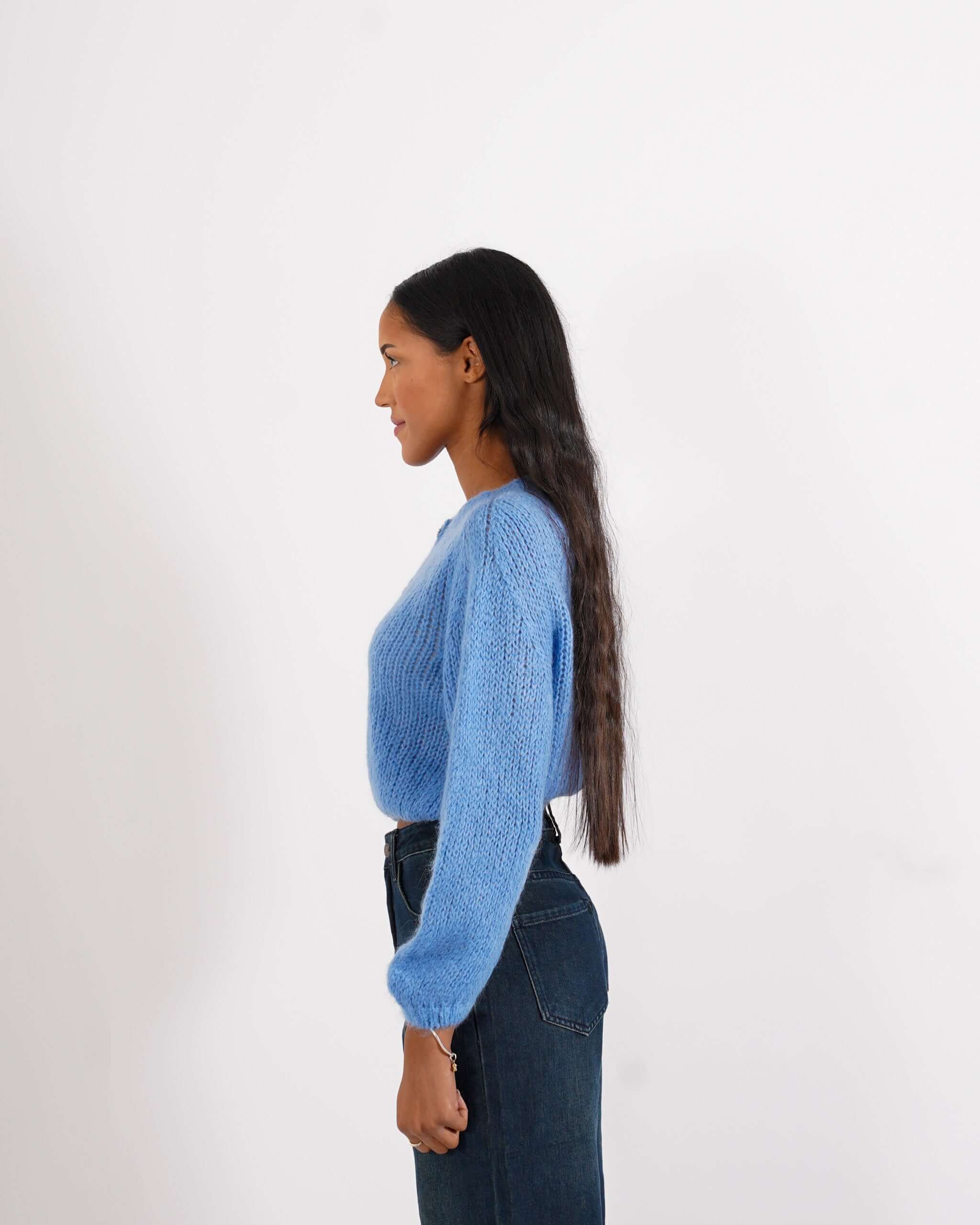 Cardigan con bottoni gioiello in lana mohair - Shade - Hope Fashion