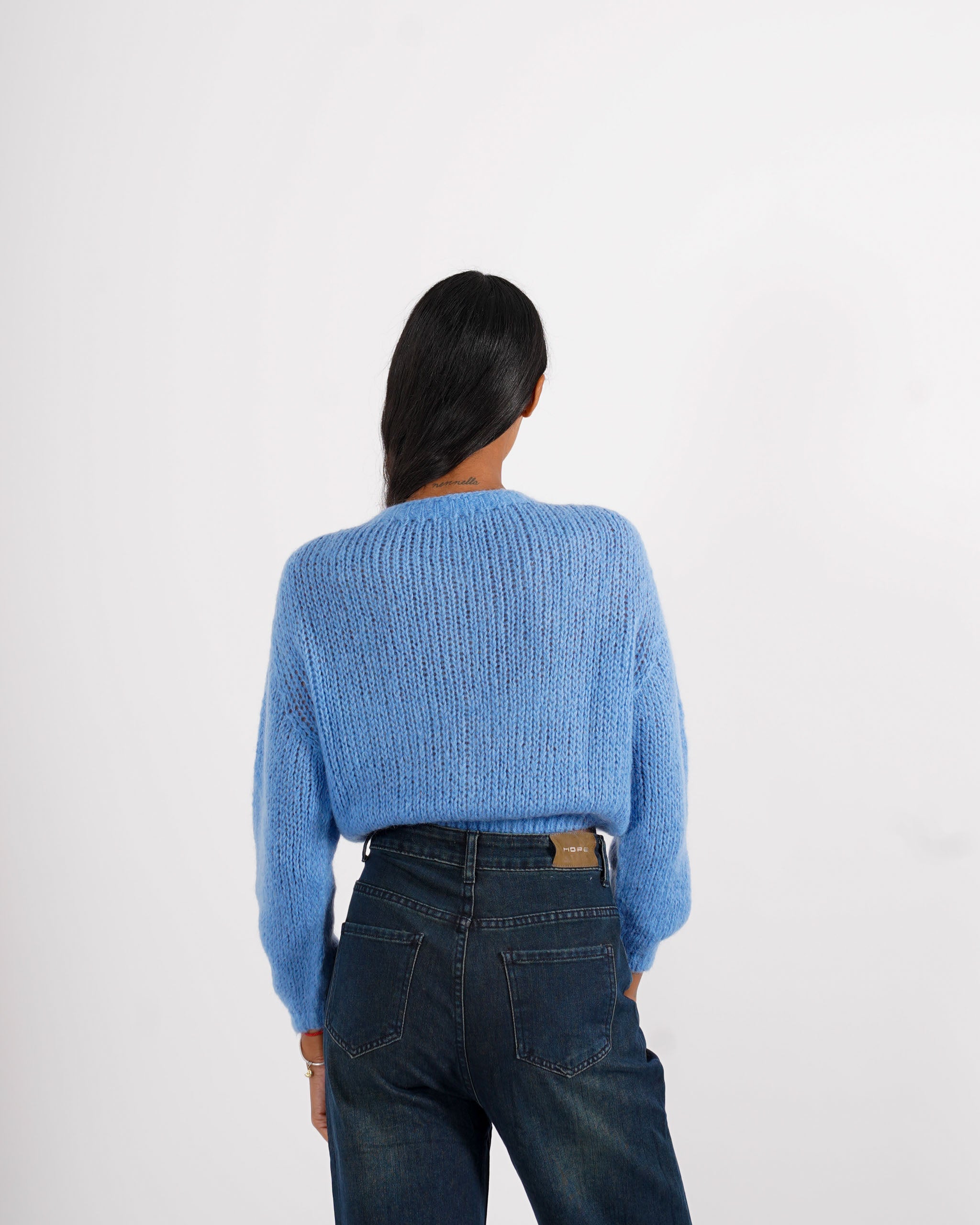Cardigan con bottoni gioiello in lana mohair - Shade