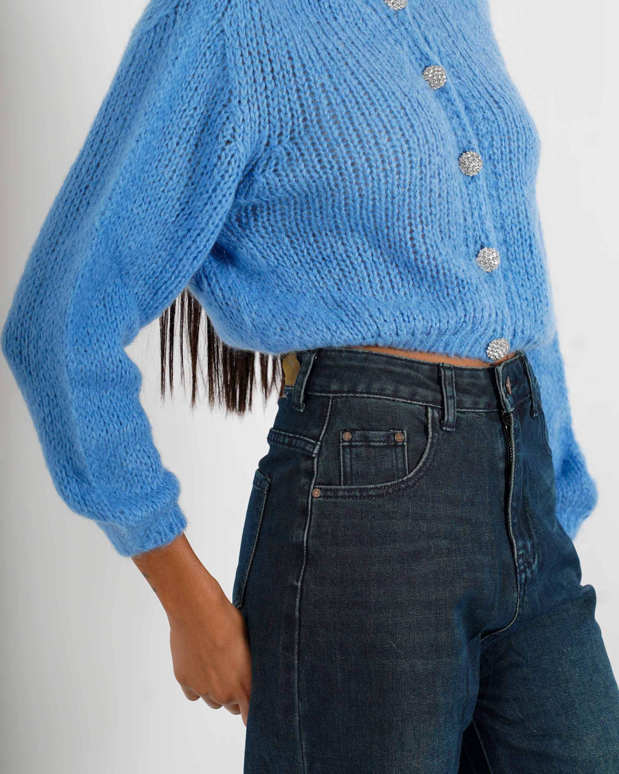 Cardigan con bottoni gioiello in lana mohair - Shade - Hope Fashion