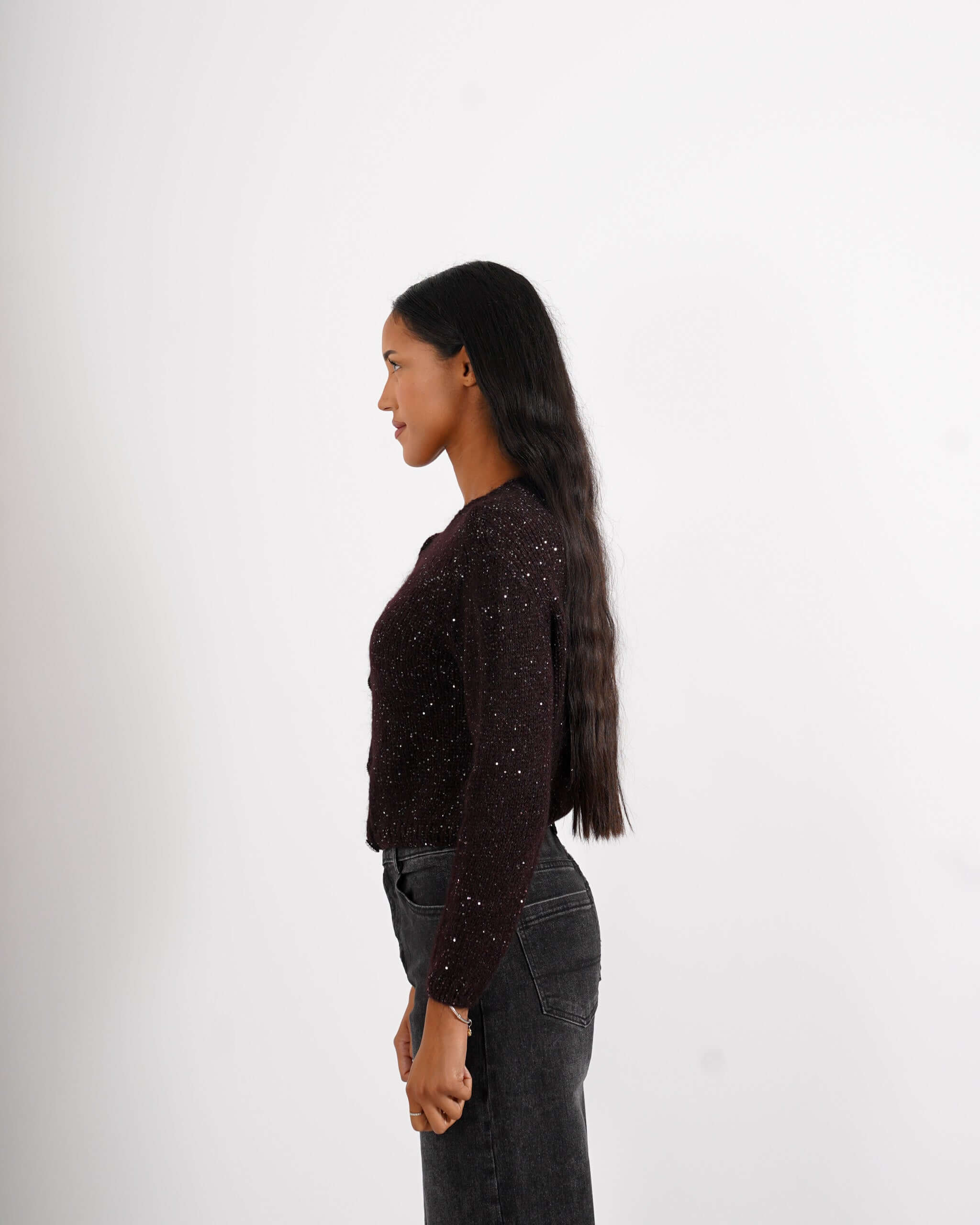 Cardigan con bottone gioiello in lana mohair - Purezza - Hope Fashion