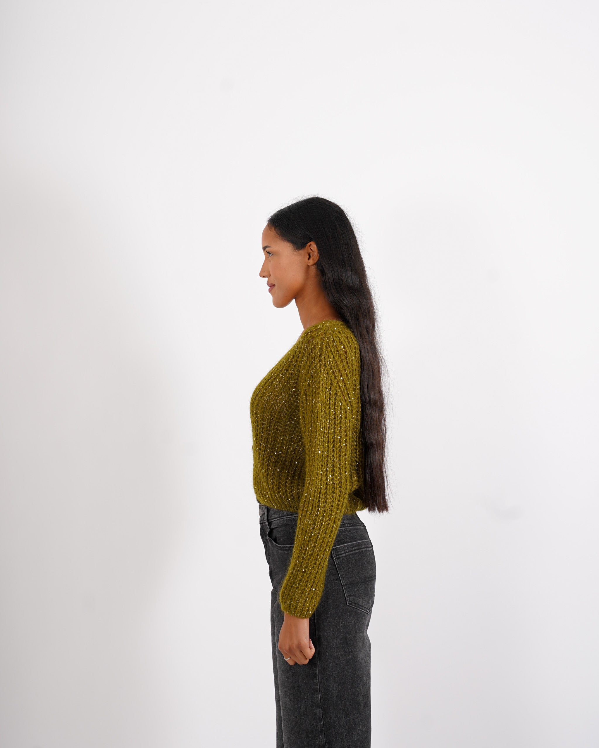 Cardigan con bottone gioiello in lana mohair - Rosalinda