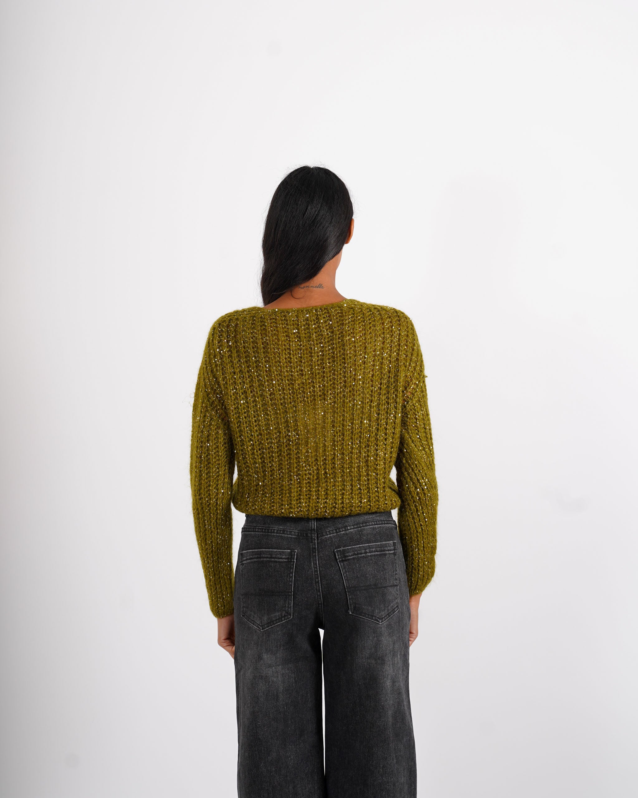 Cardigan con bottone gioiello in lana mohair - Rosalinda