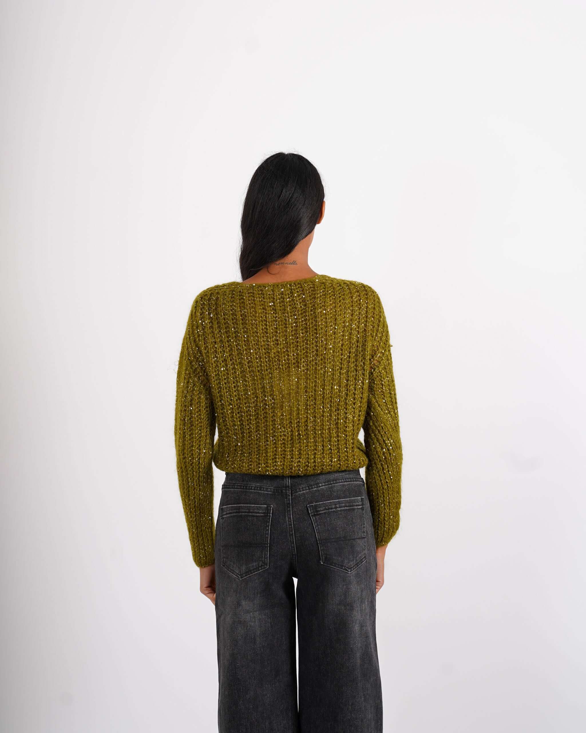 Cardigan con bottone gioiello in lana mohair - Rosalinda - Hope Fashion