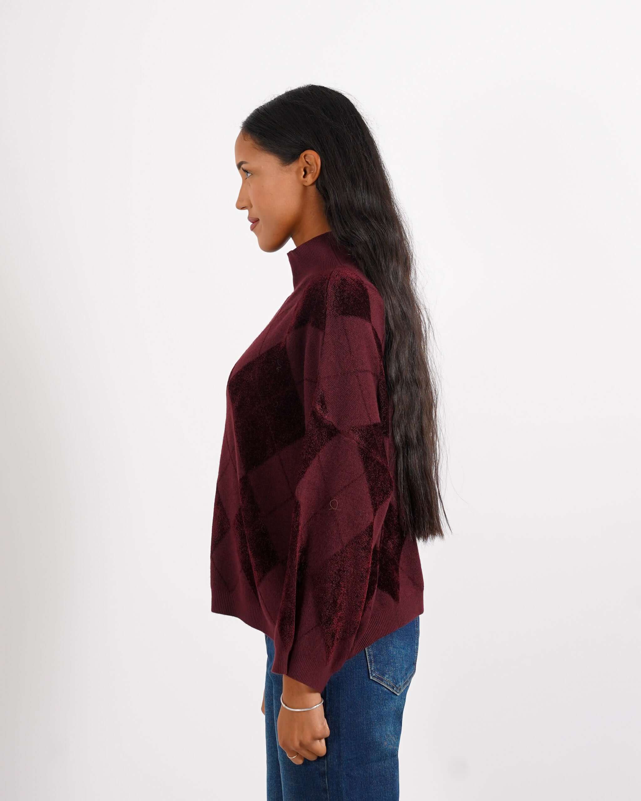 Maglia collo alto con losanghe in mano ciniglia - Tamaris - Hope Fashion