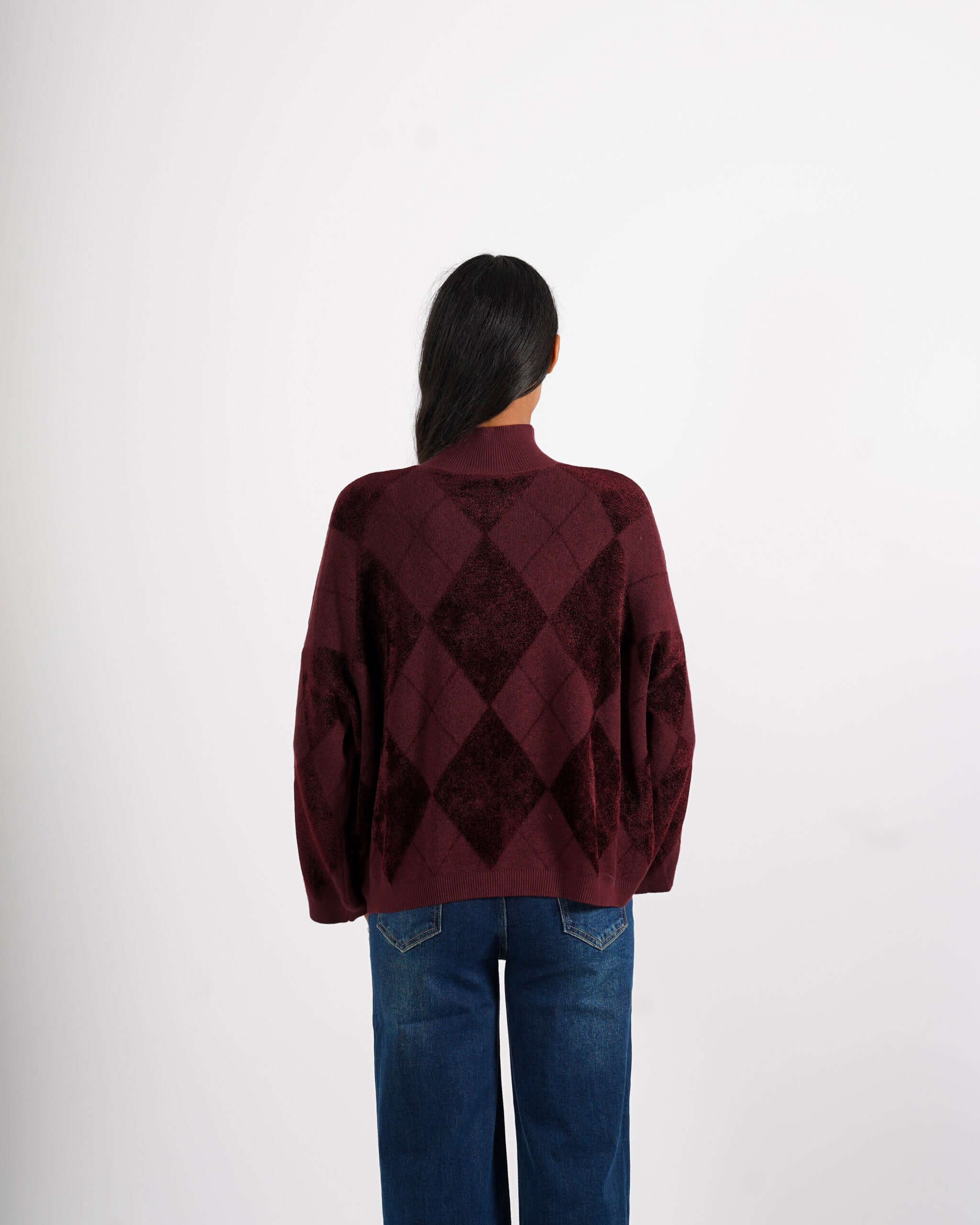 Maglia collo alto con losanghe in mano ciniglia - Tamaris - Hope Fashion