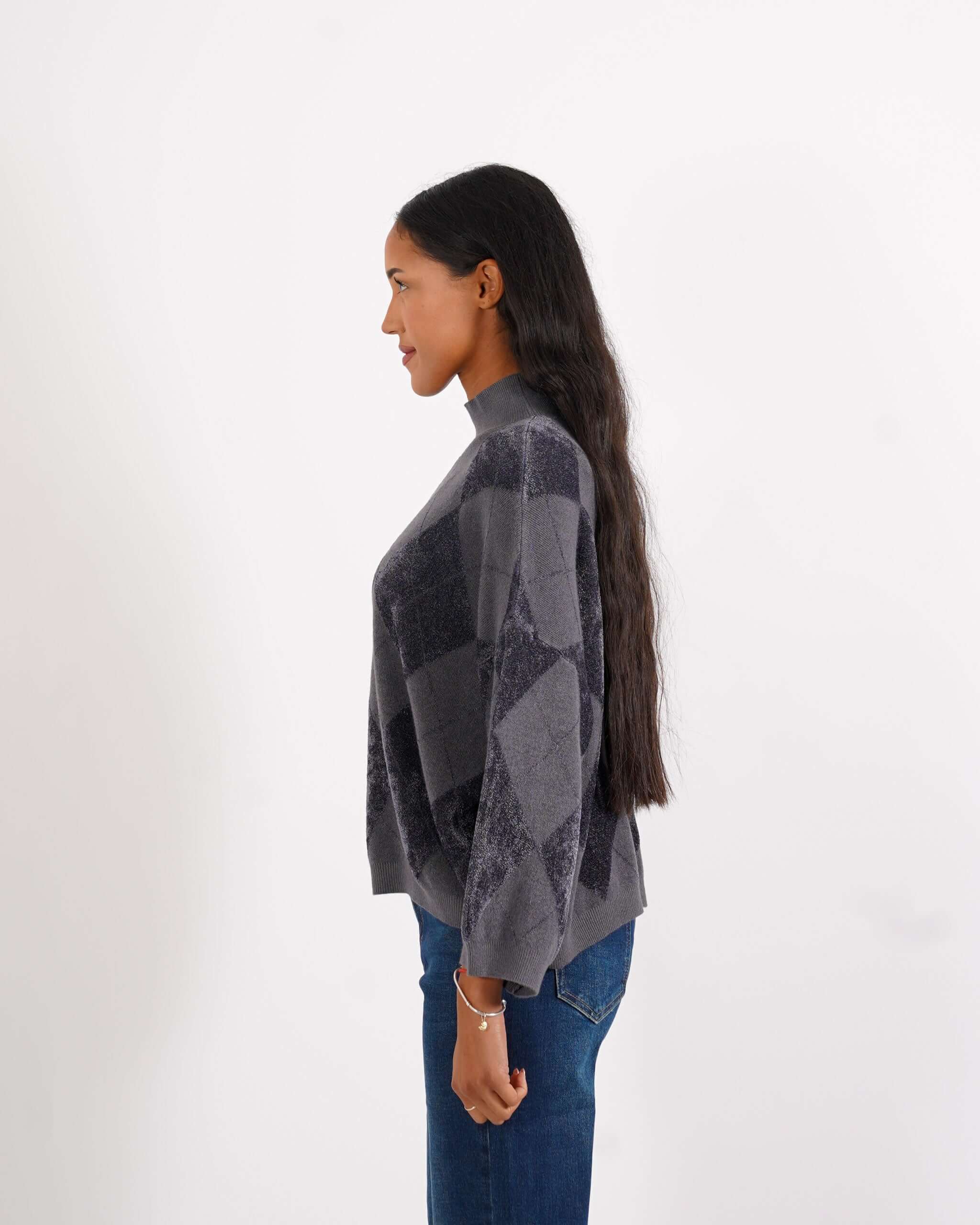 Maglia collo alto con losanghe in mano ciniglia - Tamaris - Hope Fashion