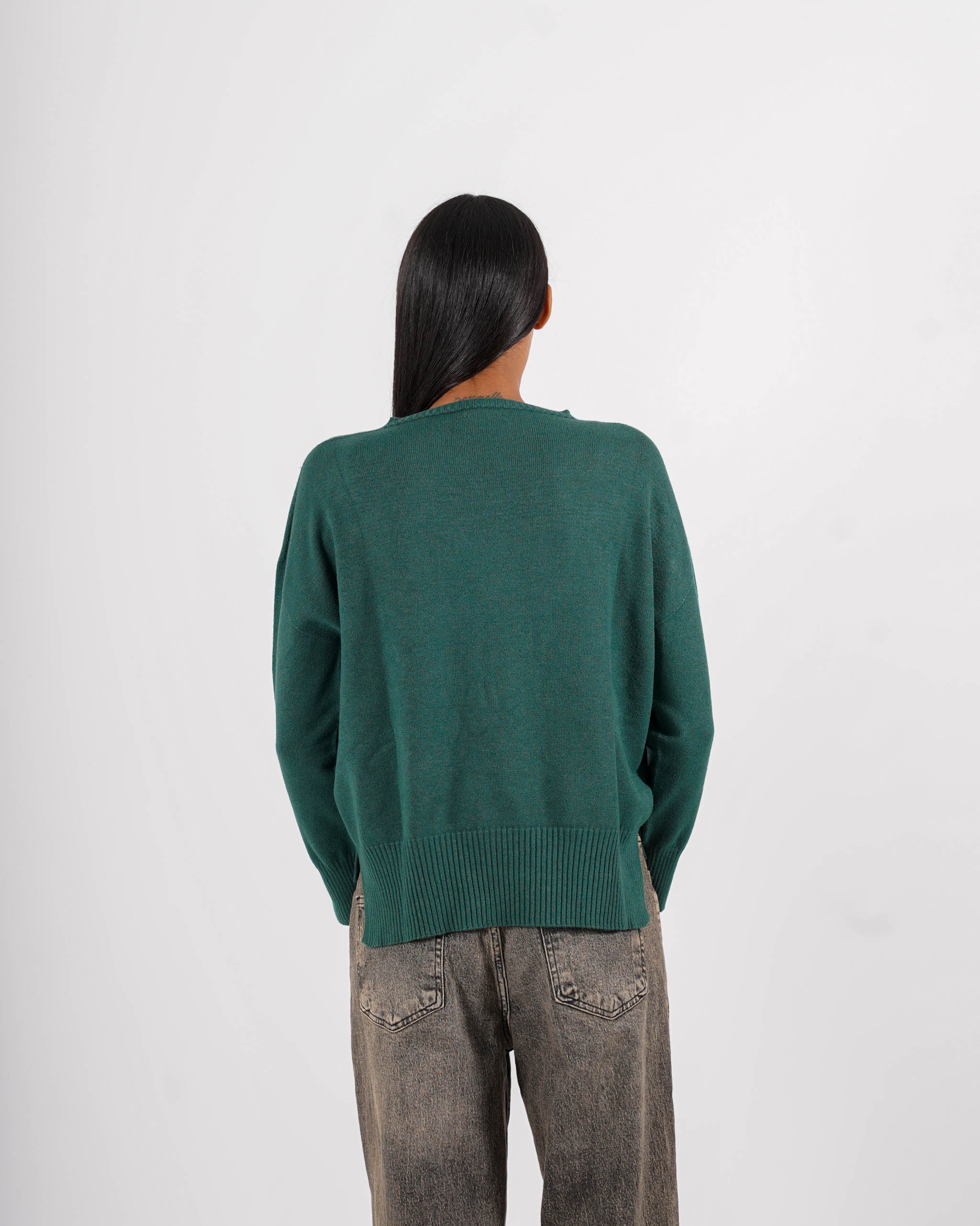 Maglia girocollo con spacchetti sul fondo - Mariagrazia