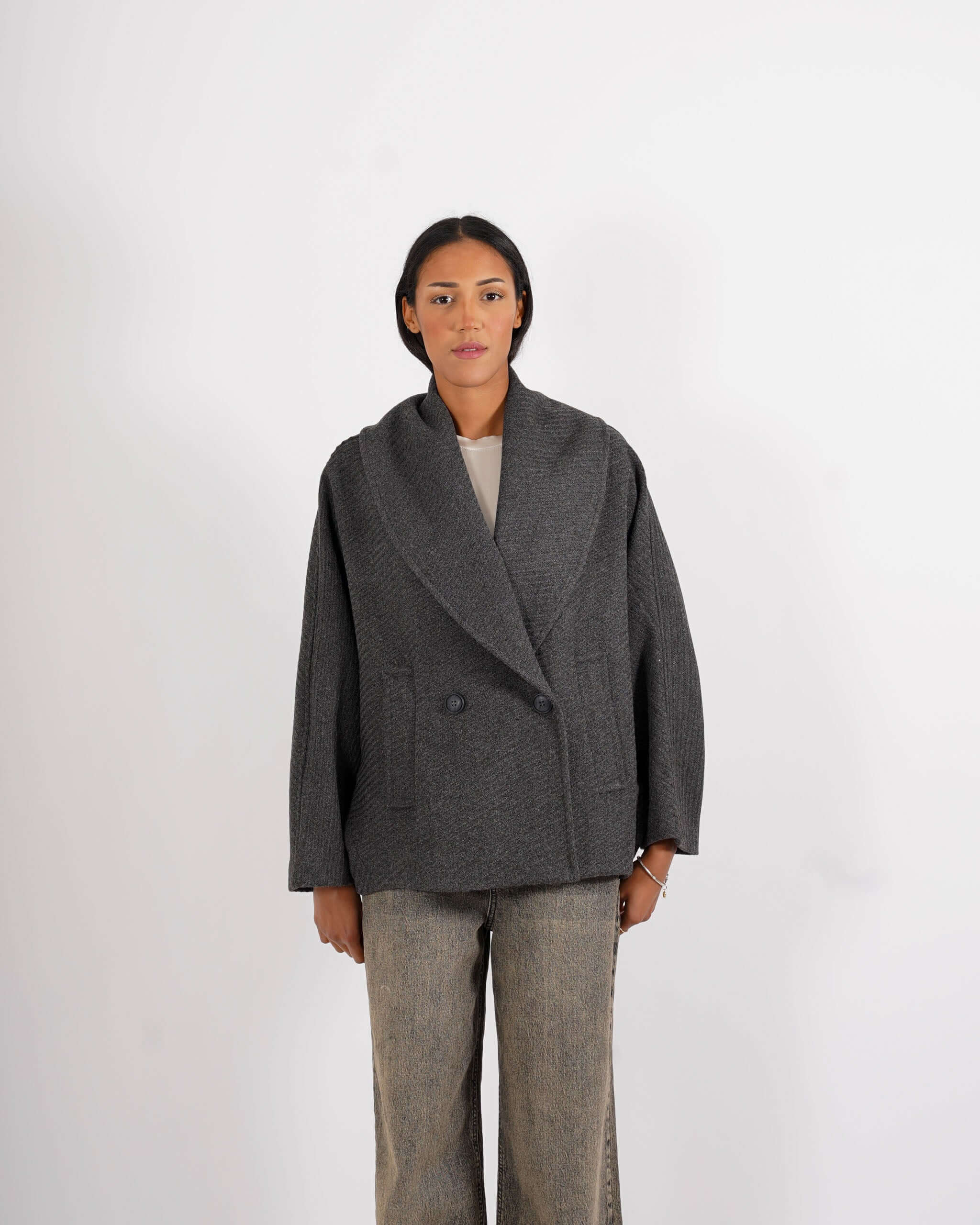 Caban doppio petto con collo sciallato - Aquila - Hope Fashion