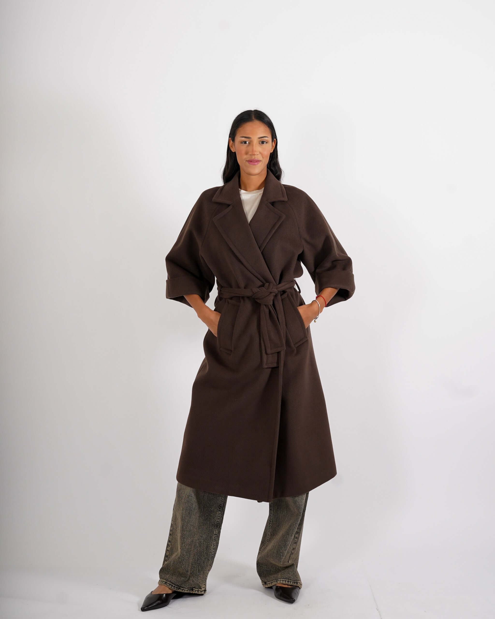 Cappotto con cintura e maniche con risvolto - Olivia - Hope Fashion