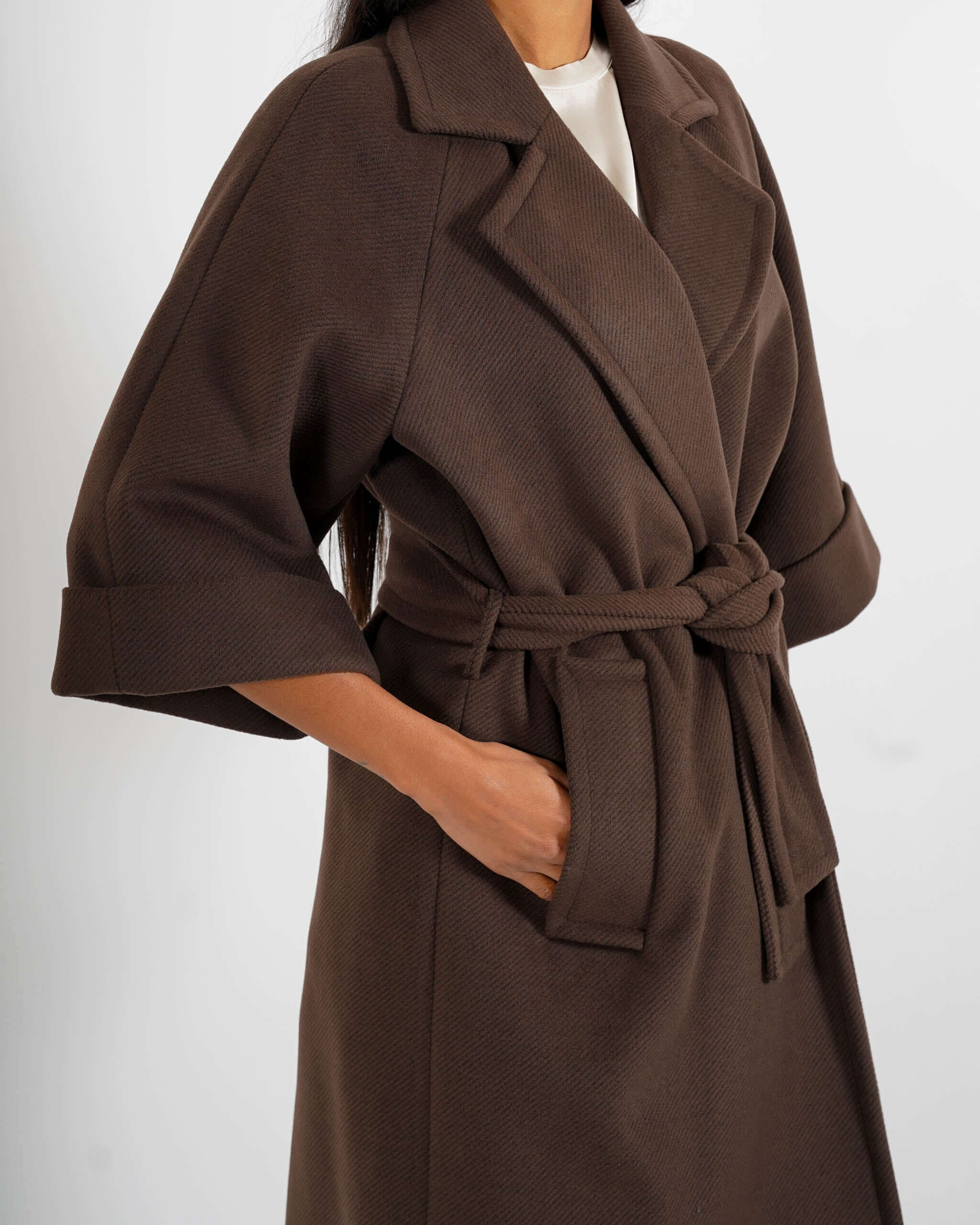 Cappotto con cintura e maniche con risvolto - Olivia - Hope Fashion