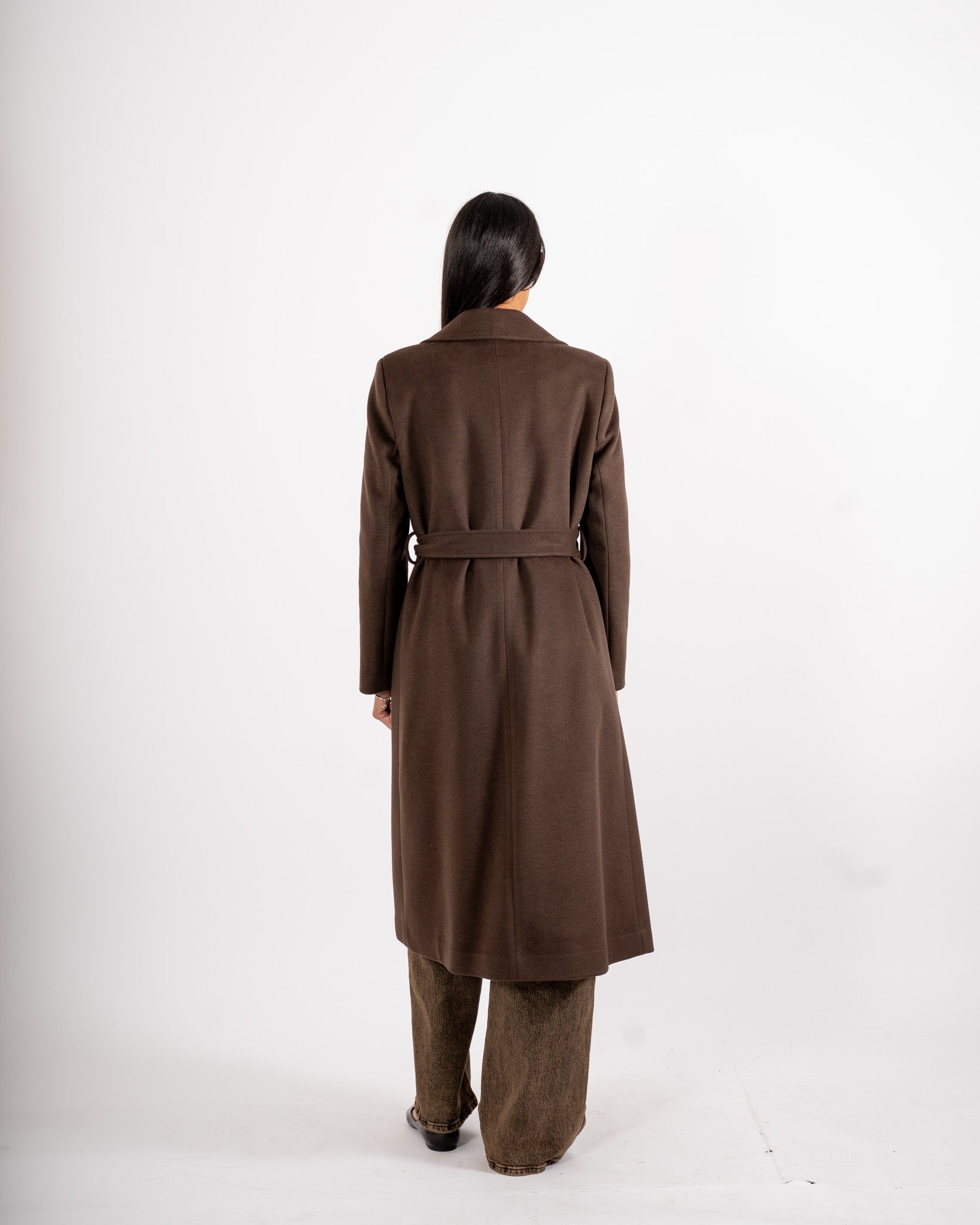 Cappotto lungo con cintura rimovibile, tasche a filo e spalla costruita - Alfa