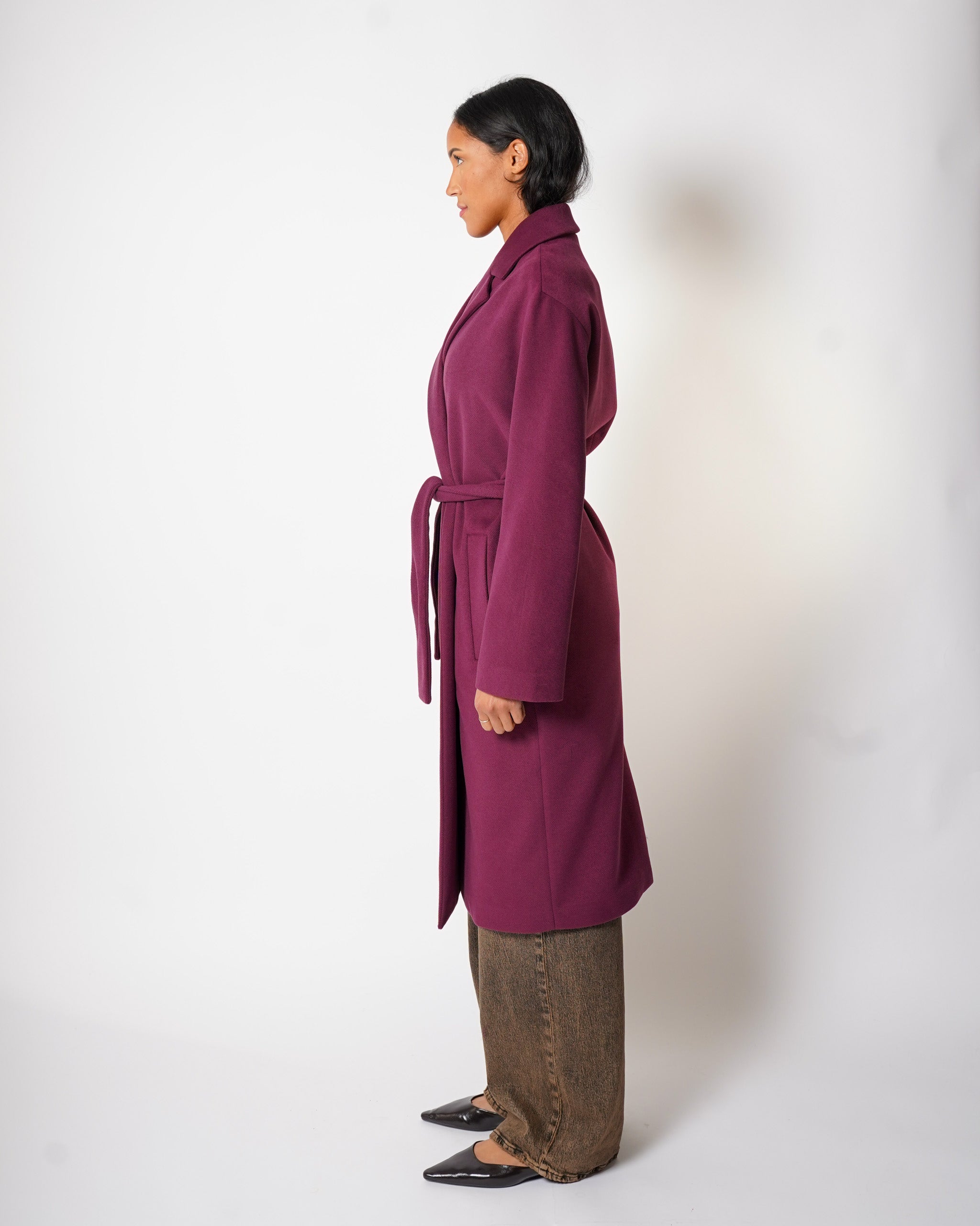 Cappotto lungo con cintura rimovibile, tasche e spalla costruita - Mister