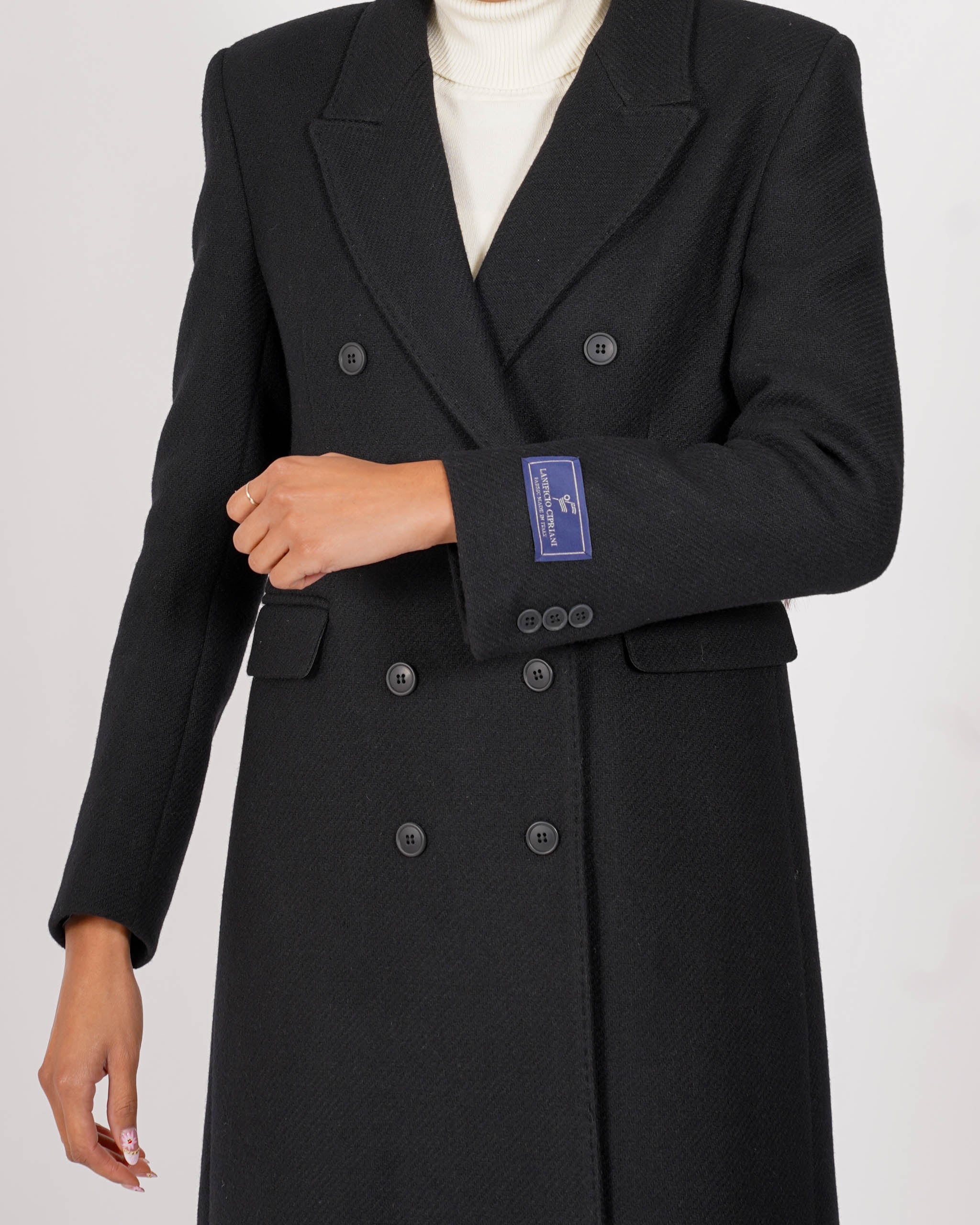 Cappotto lungo doppio petto con spalla costruita in misto lana - Richard