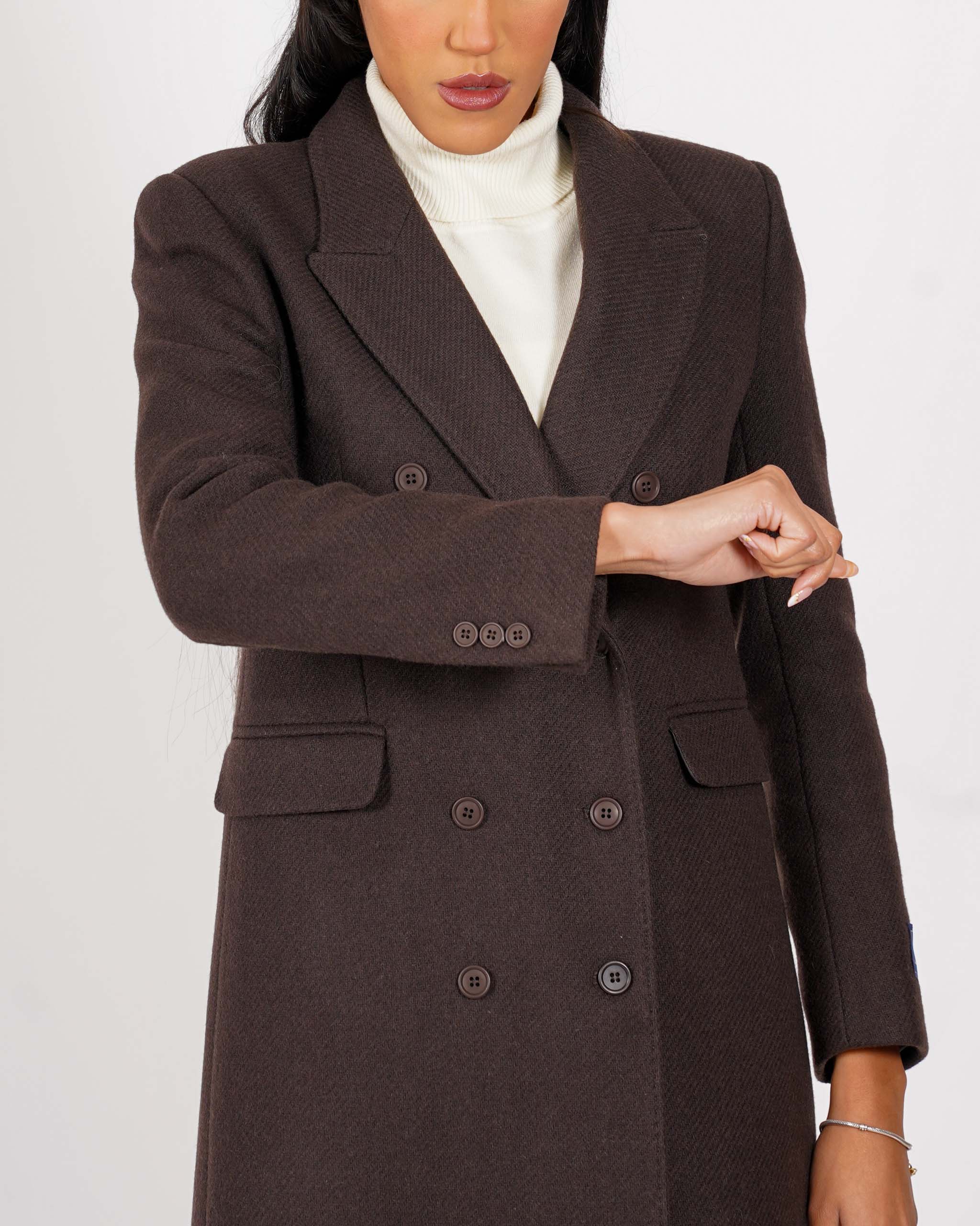 Cappotto lungo doppio petto con spalla costruita in misto lana - Richard