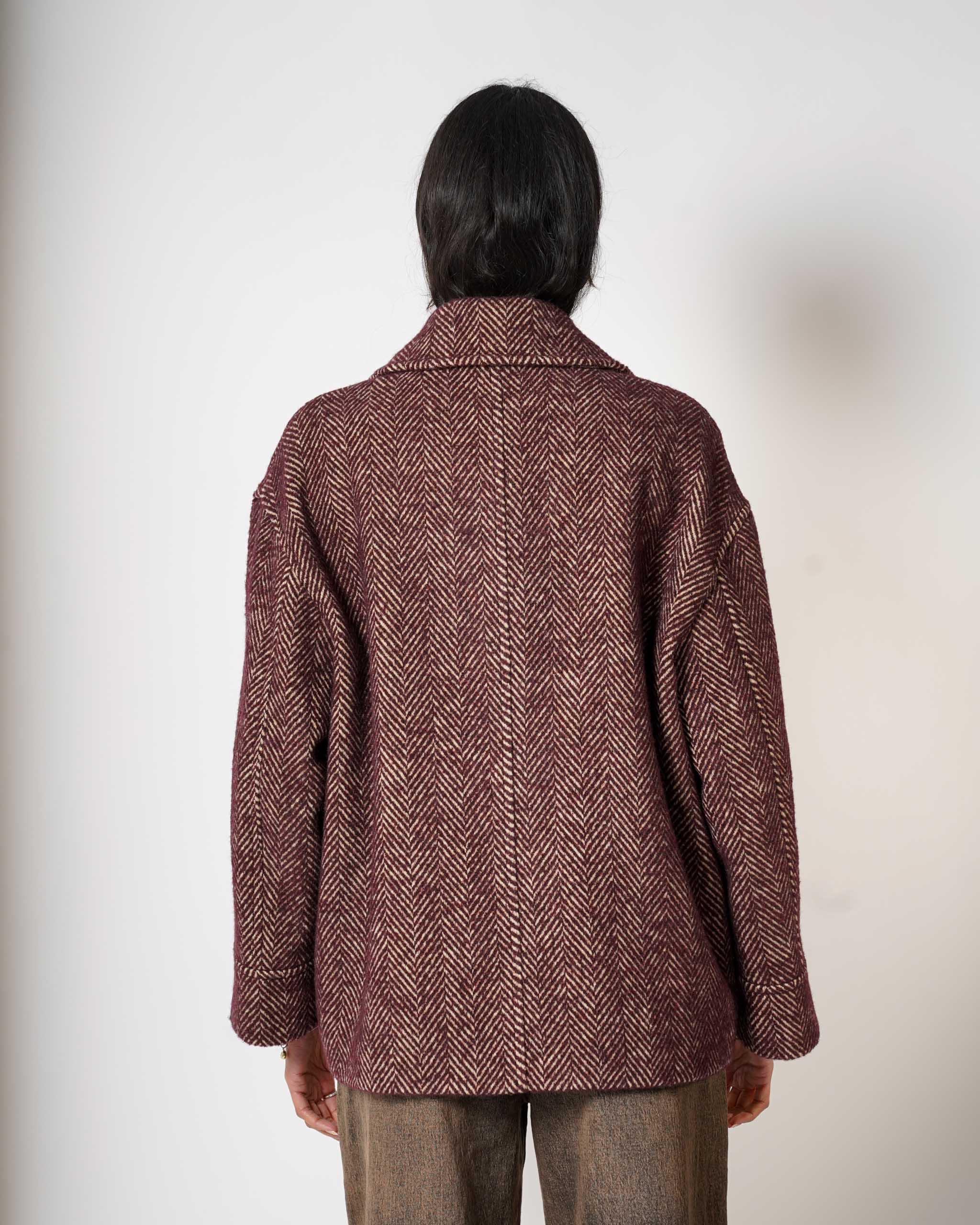 Caban doppio petto con tessuto spigato - Berta