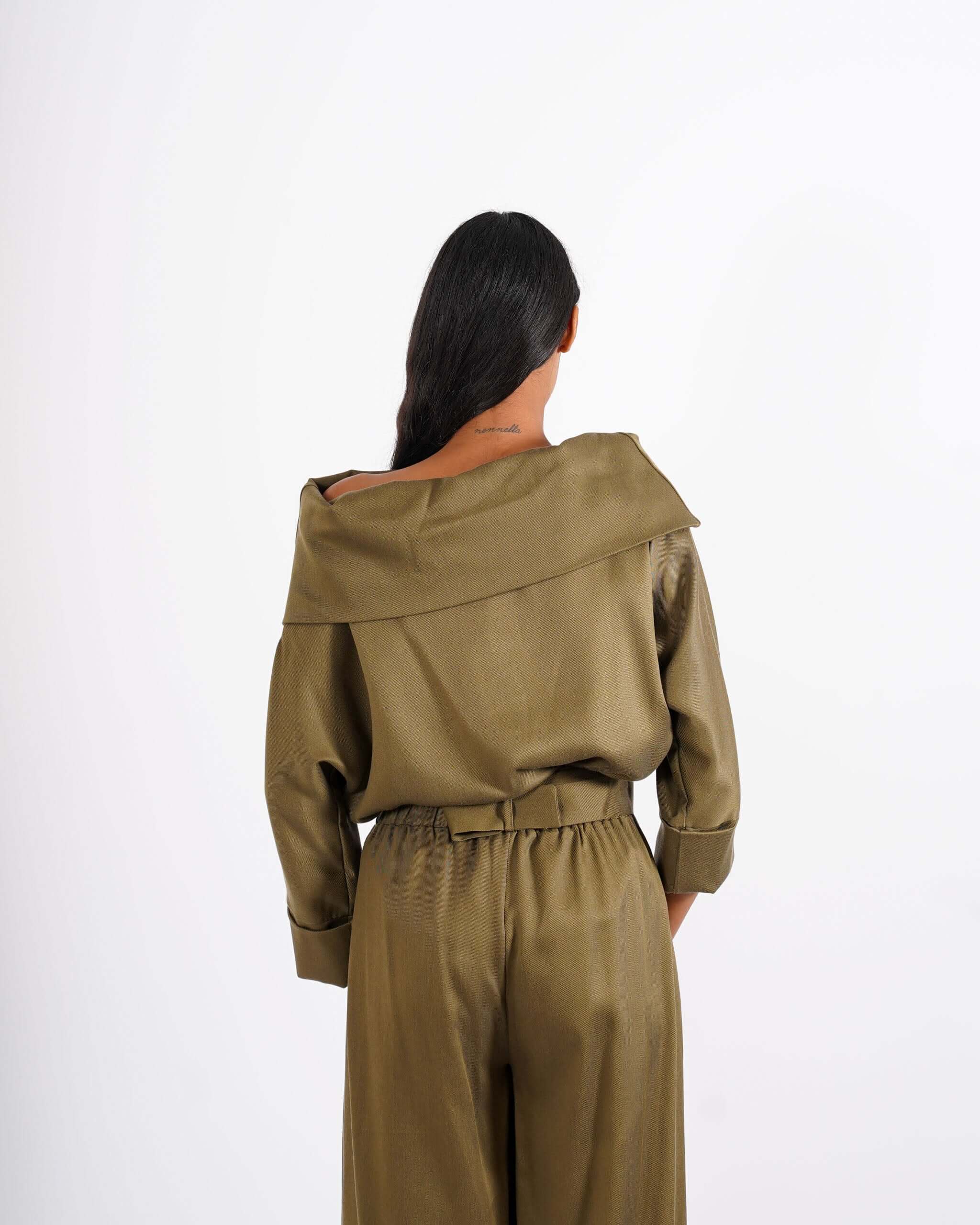 Blusa collo ampio in tessuto diagonale - Vanitosa - Hope Fashion