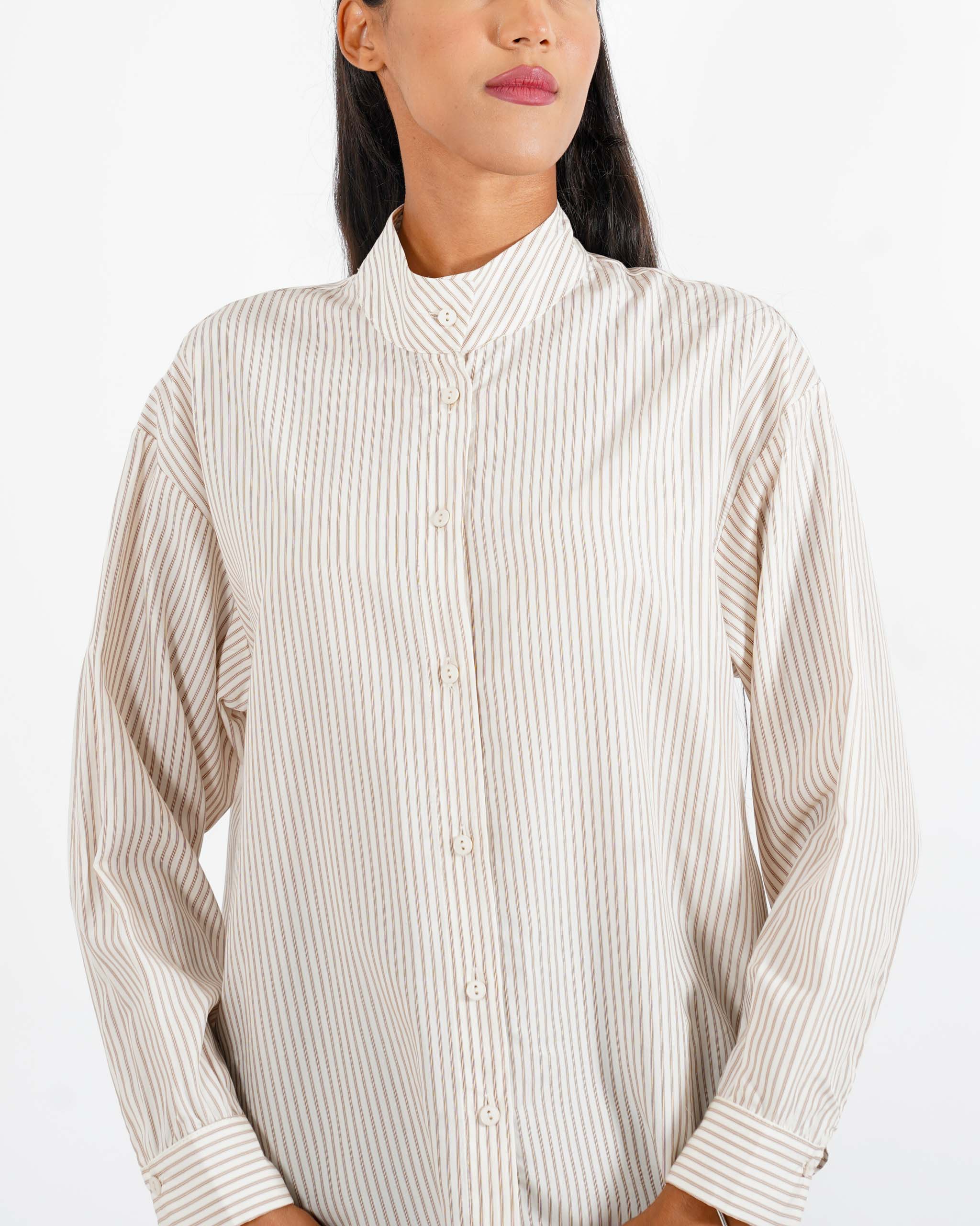 Camicia rigata colletto chiuso - Virtuosa