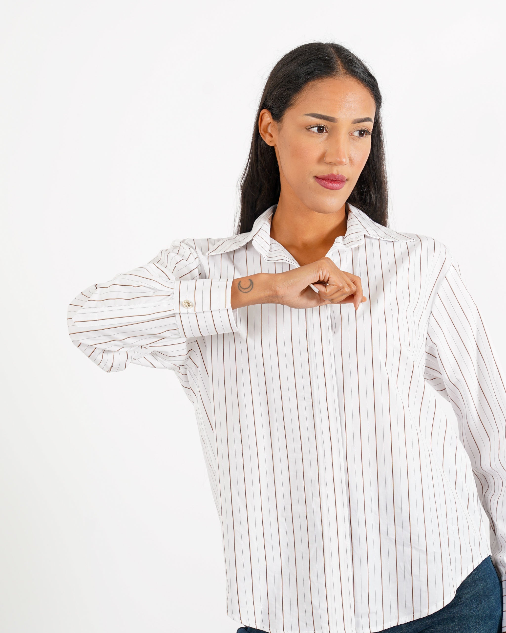 Camicia rigata con botti e gemelli dorati - Pacata - Hope Fashion