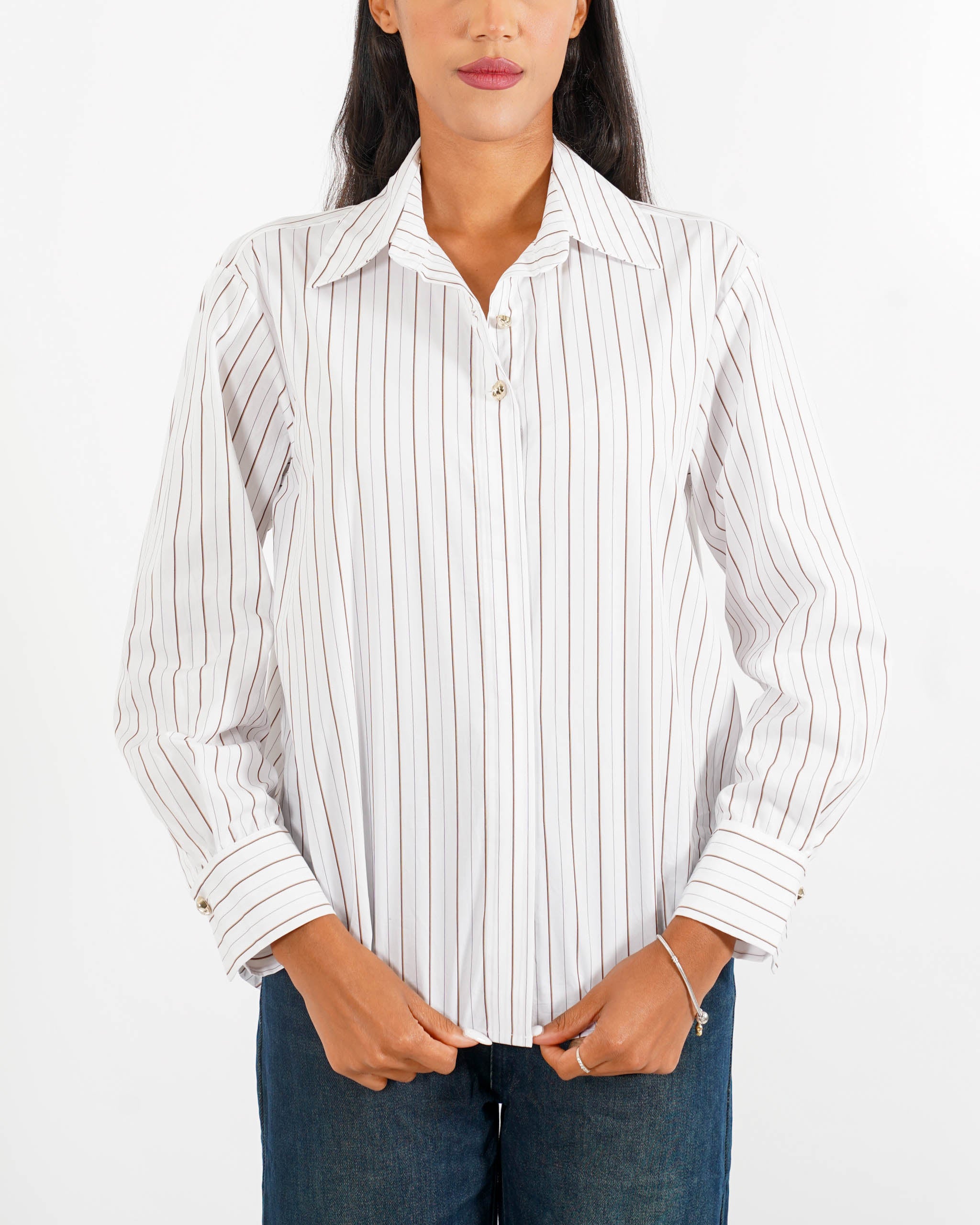 Camicia rigata con botti e gemelli dorati - Pacata - Hope Fashion