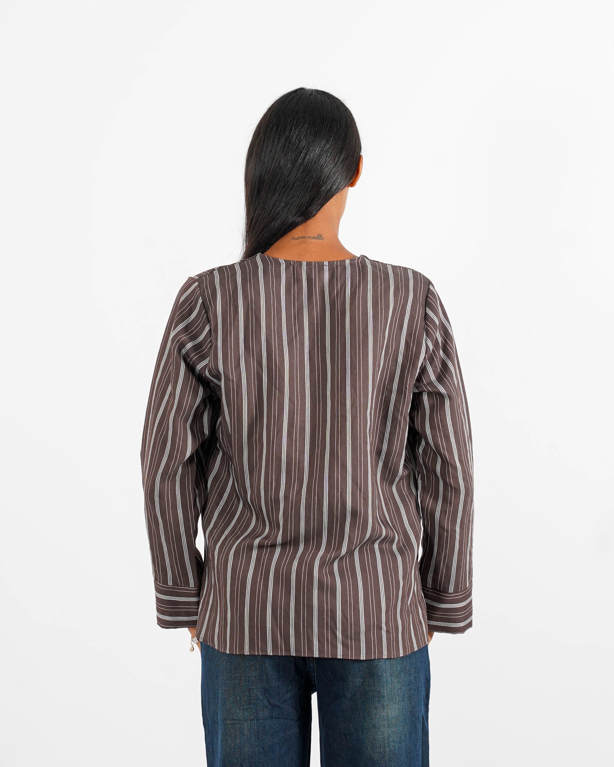 Blusa scollo a v rigata - Banale - Hope Fashion