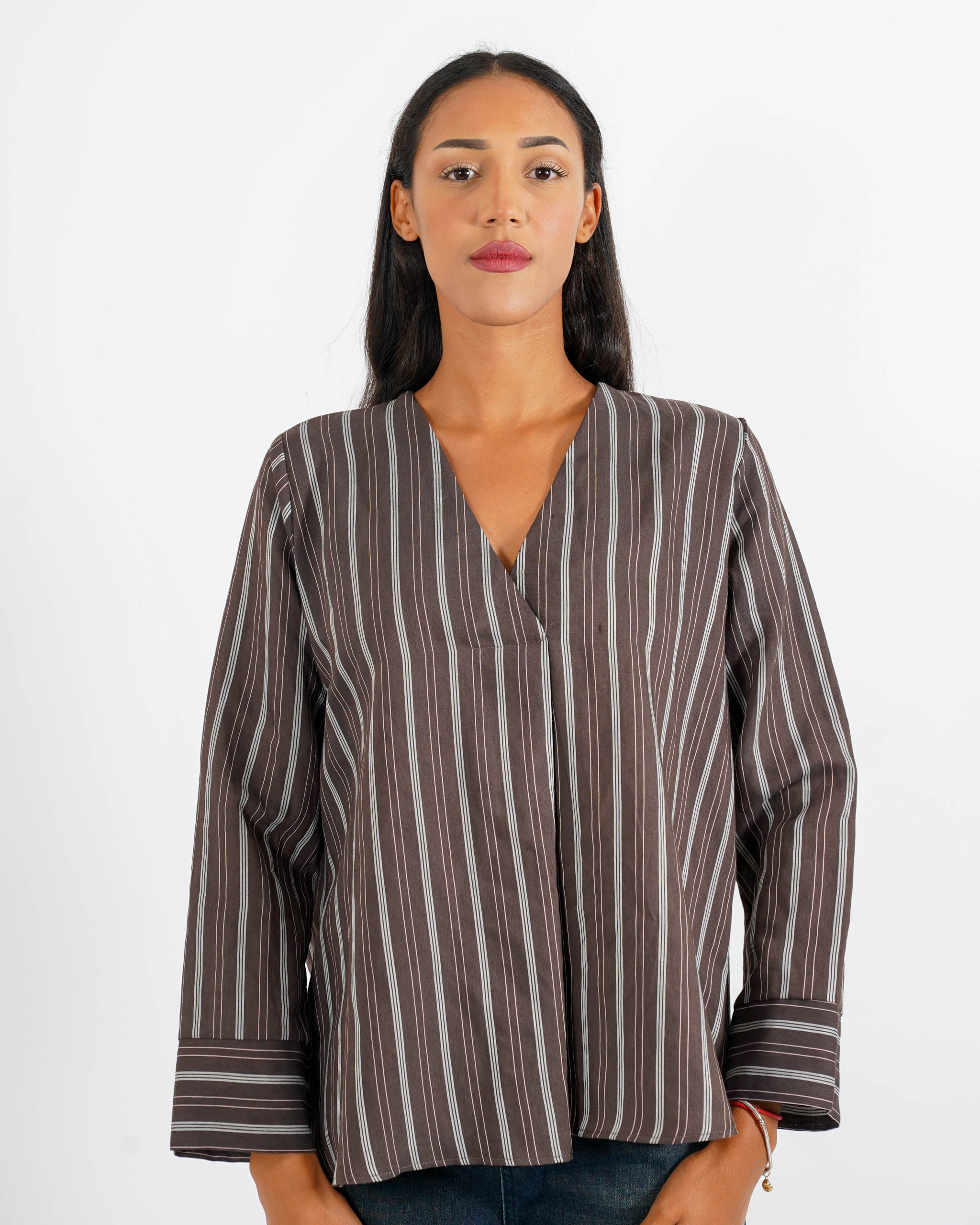 Blusa scollo a v rigata - Banale - Hope Fashion