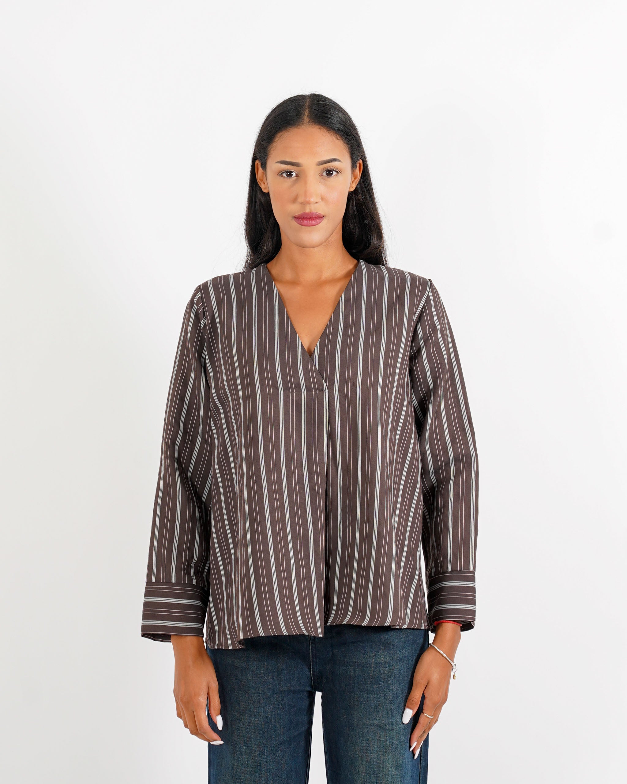 Blusa scollo a v rigata - Banale - Hope Fashion