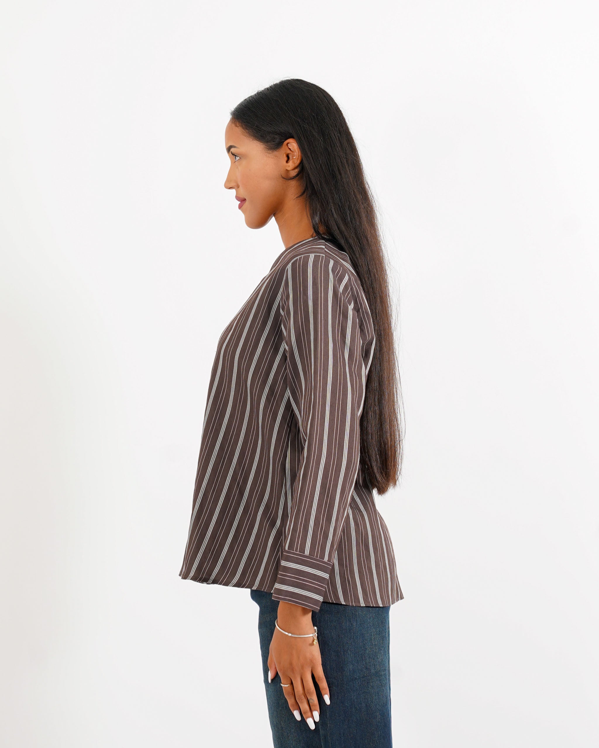 Blusa scollo a v rigata - Banale - Hope Fashion