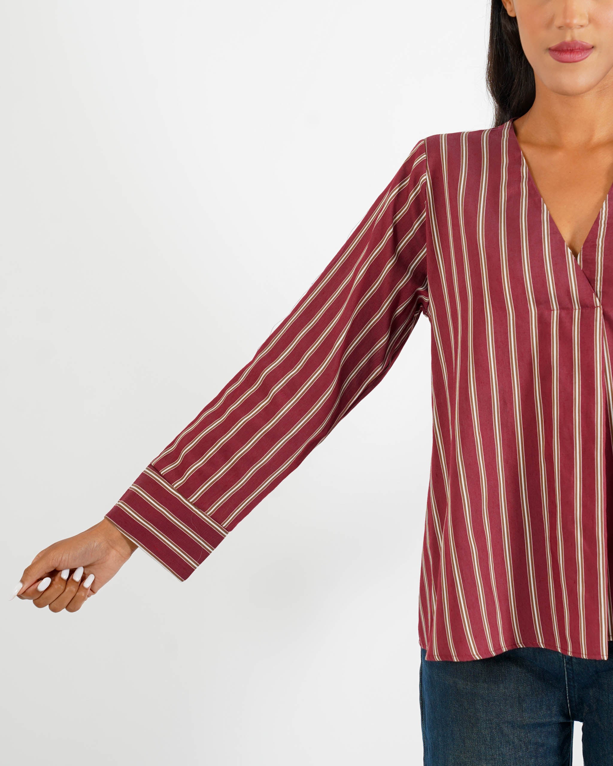 Blusa scollo a v rigata - Banale - Hope Fashion