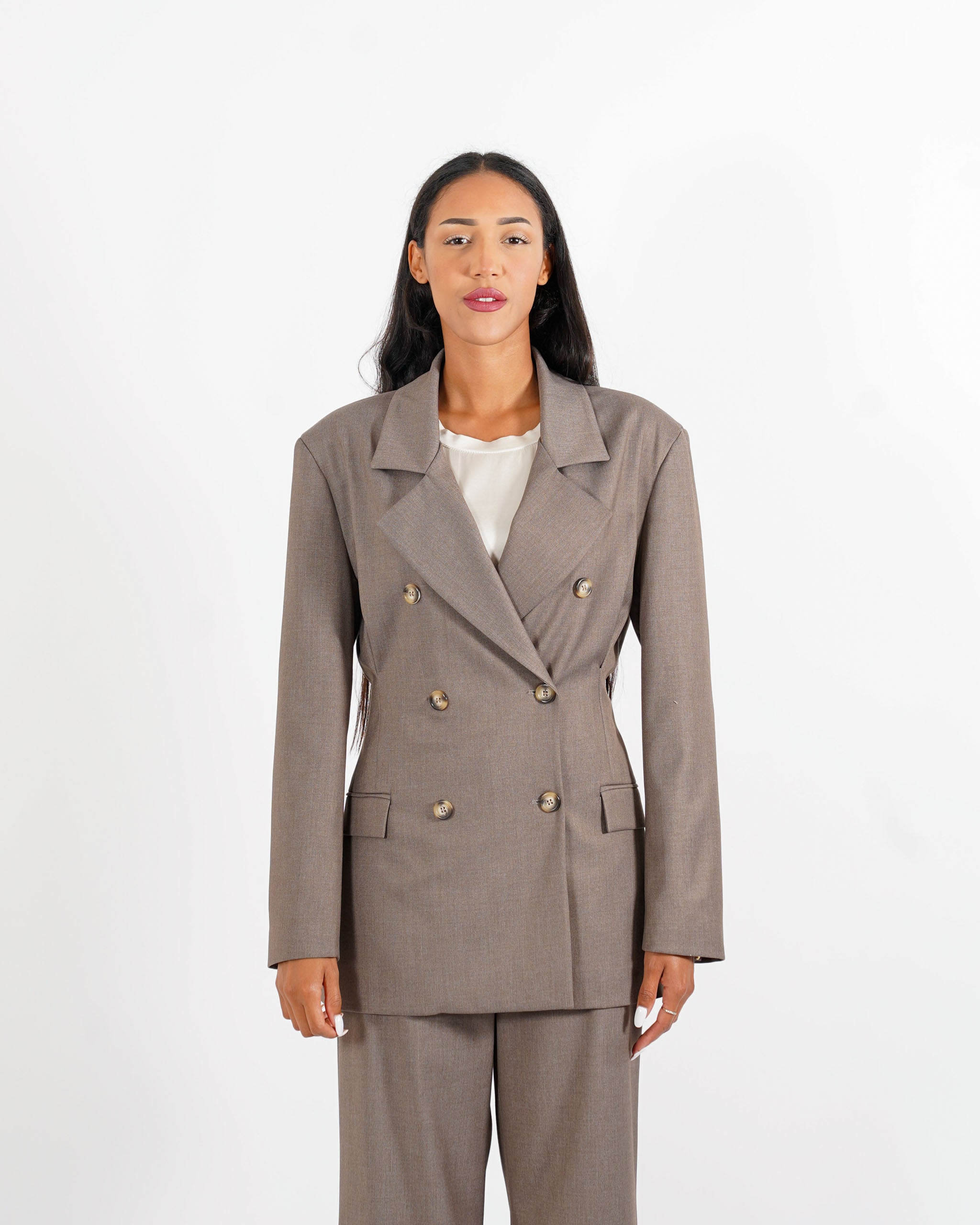 Giacca doppio petto con dettaglio sul retro in fresco lana - Girasole - Hope Fashion