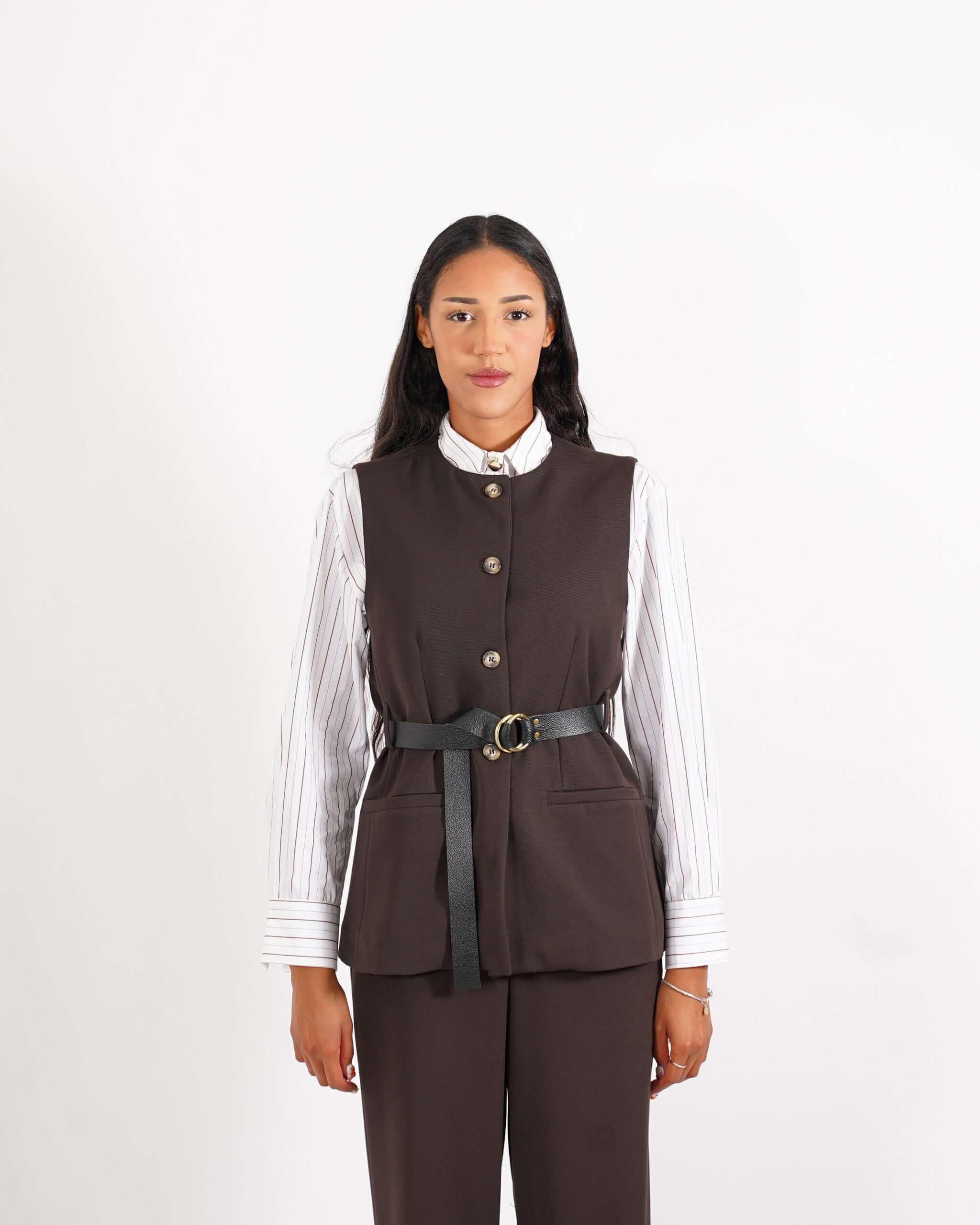 Gilet monopetto con cintura - Dania - Hope Fashion