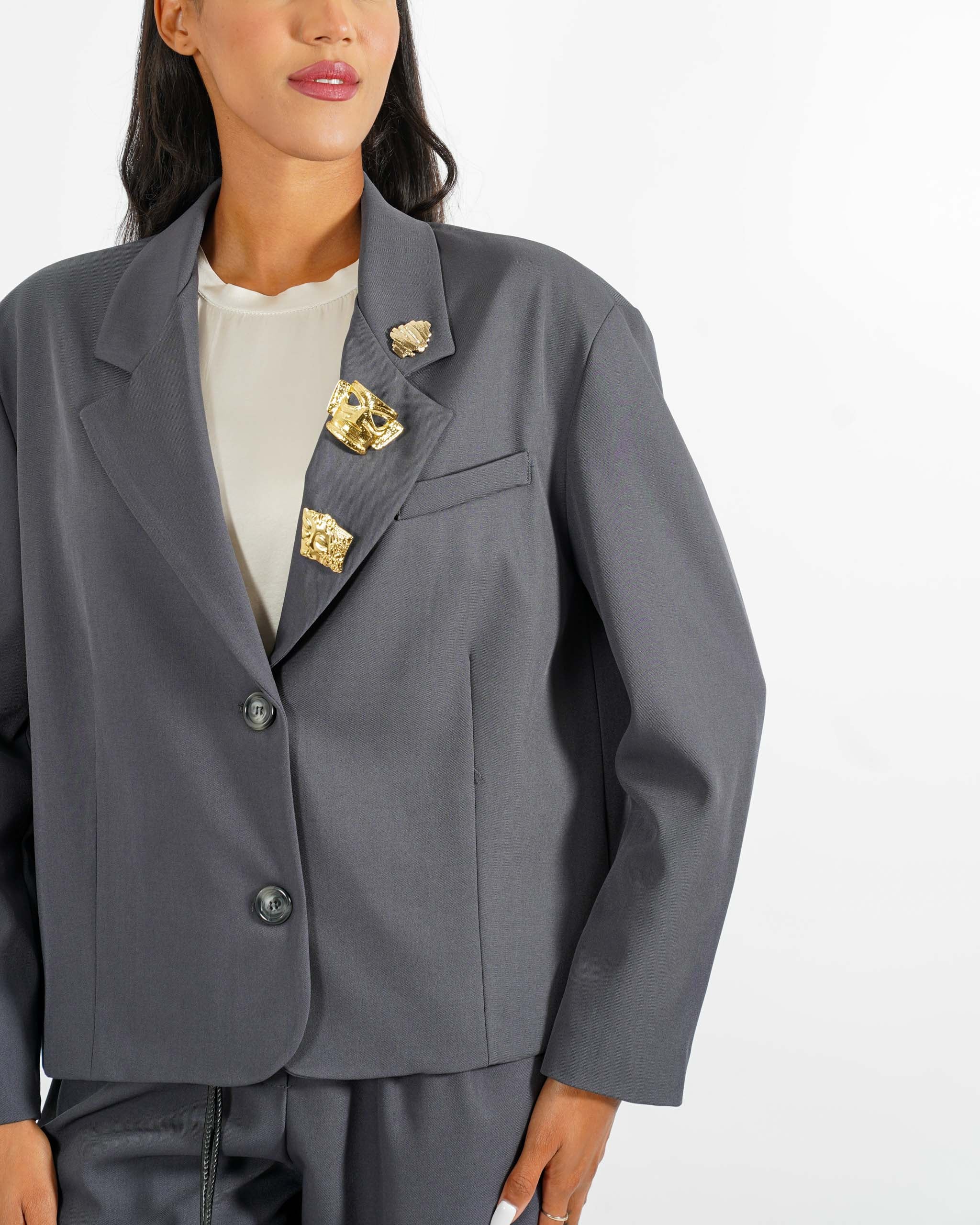 Giacca over monopetto con spille sul revere - Martina - Hope Fashion