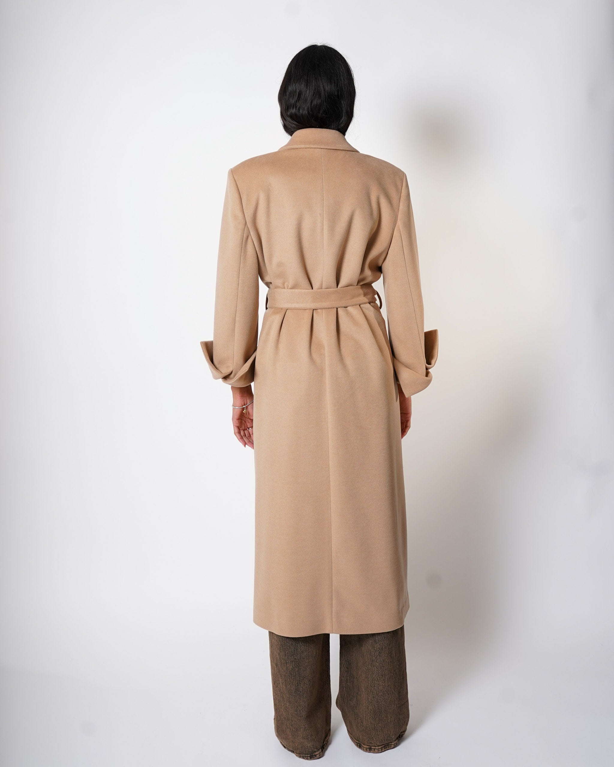 Cappotto lungo con cintura rimovibile con spacco sui polsi- Miranda