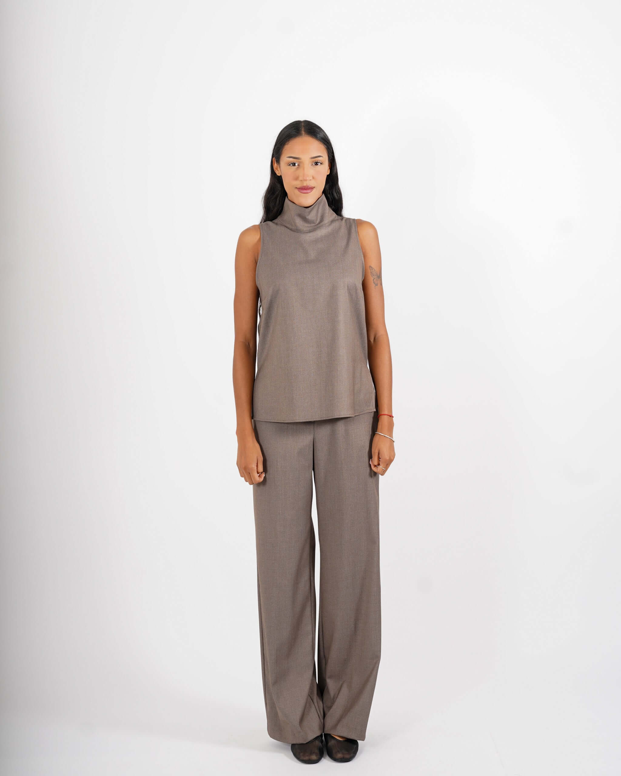 Blusa smanicata in tessuto fresco lana - Magnolia - Hope Fashion