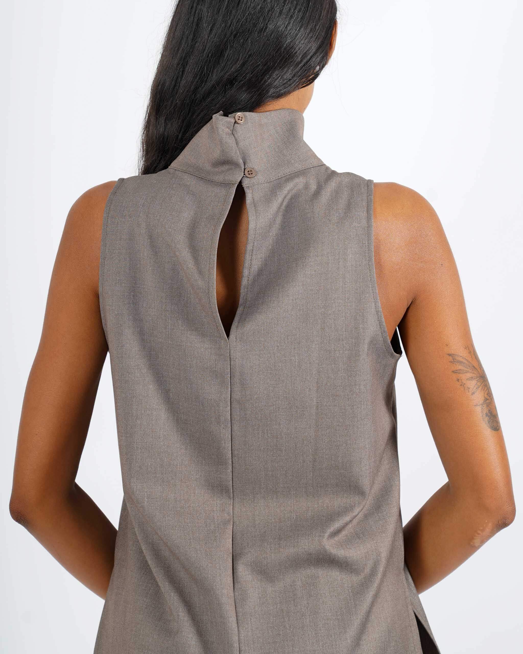 Blusa smanicata in tessuto fresco lana - Magnolia - Hope Fashion